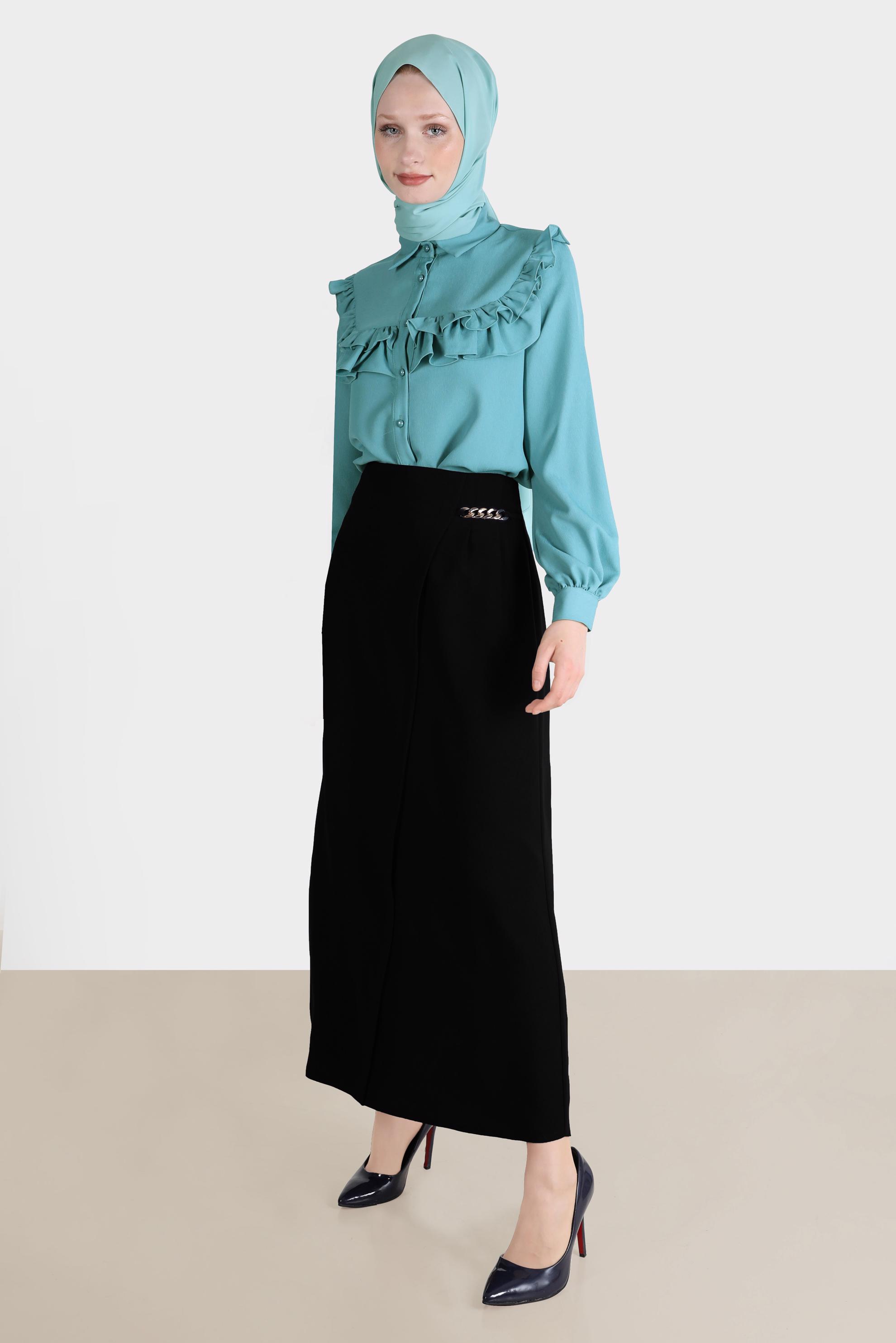 Hijab clothing BLACK CHAIN DETAIL SKIRT 60254 