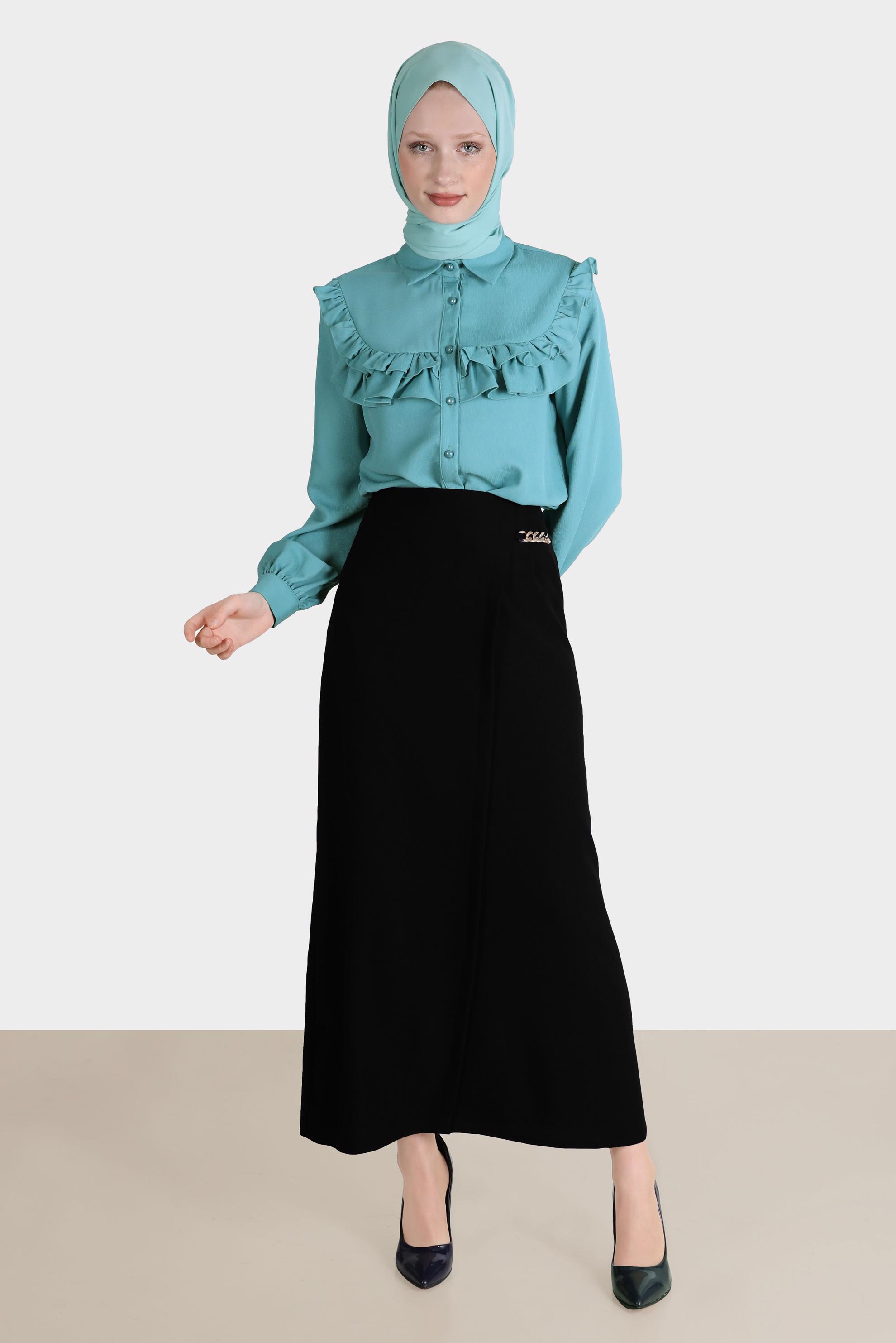 Hijab clothing BLACK CHAIN DETAIL SKIRT 60254 