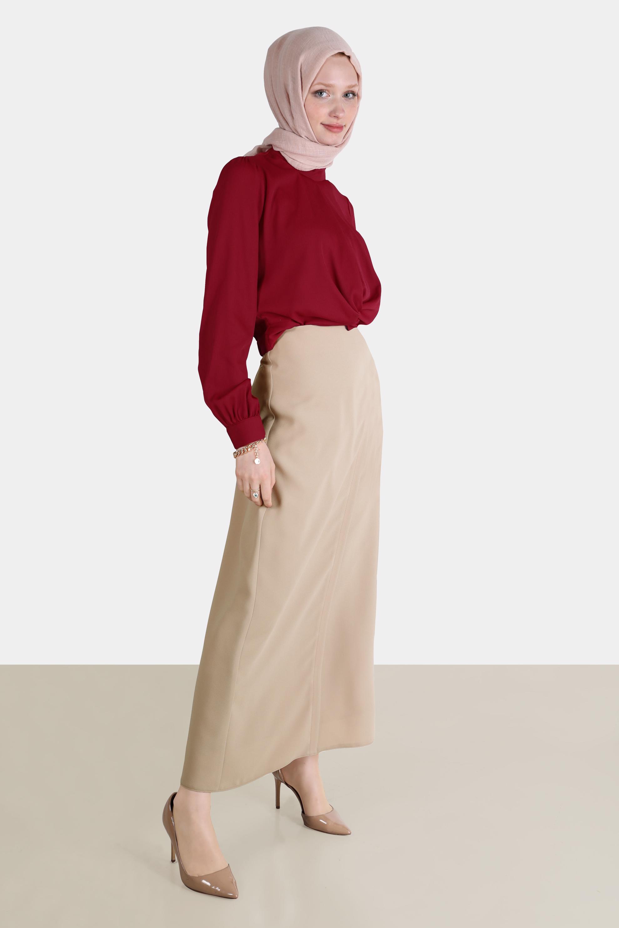 Hijab clothing BEIGE CHAIN DETAIL SKIRT 60254 