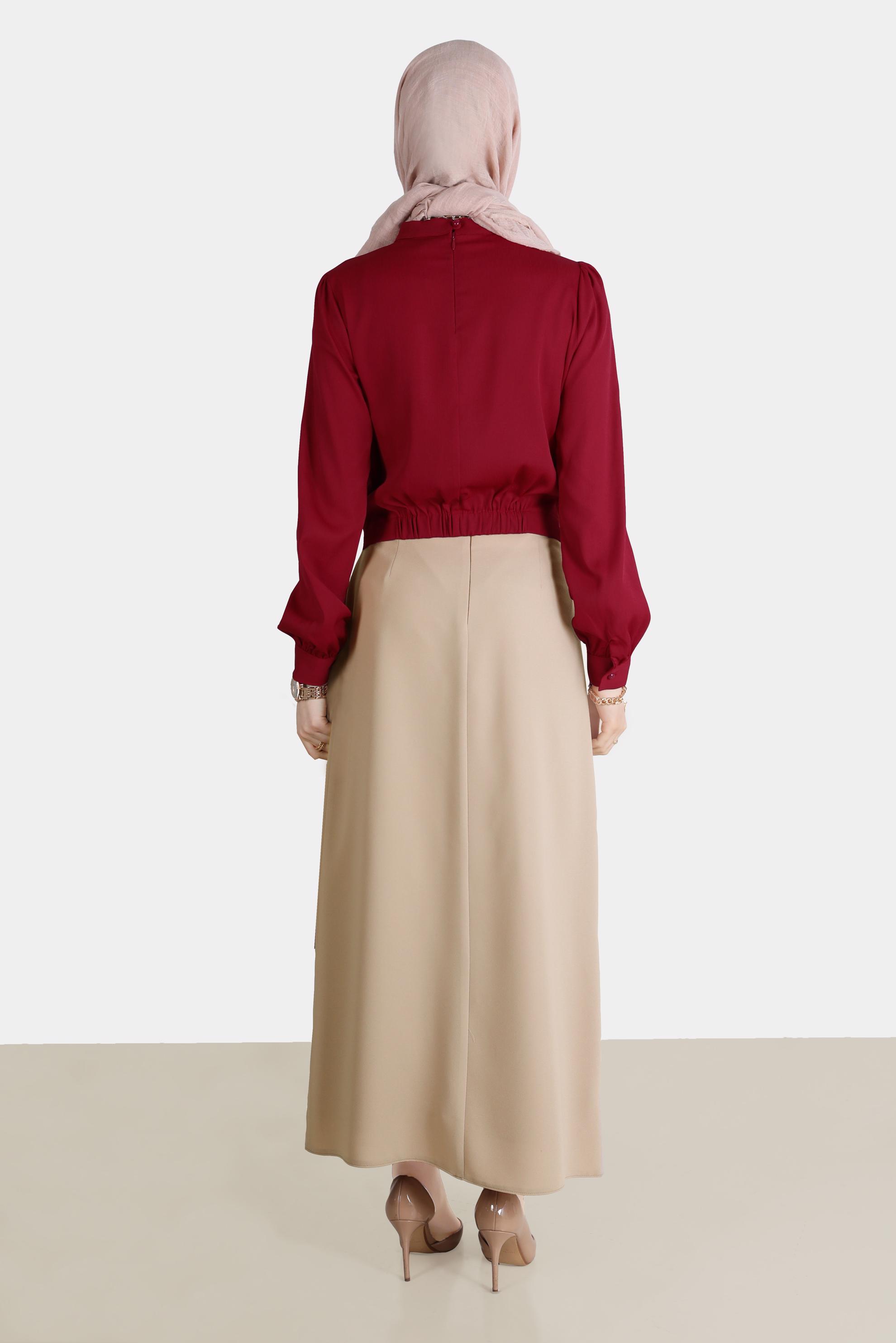 Hijab clothing BEIGE CHAIN DETAIL SKIRT 60254 