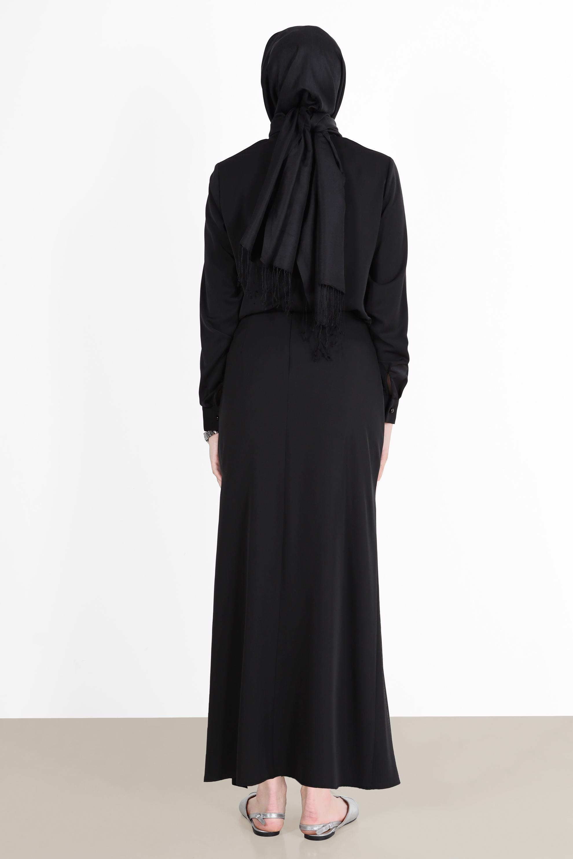Hijab clothing BLACK HAND TIE DETAIL SKIRT 60255 