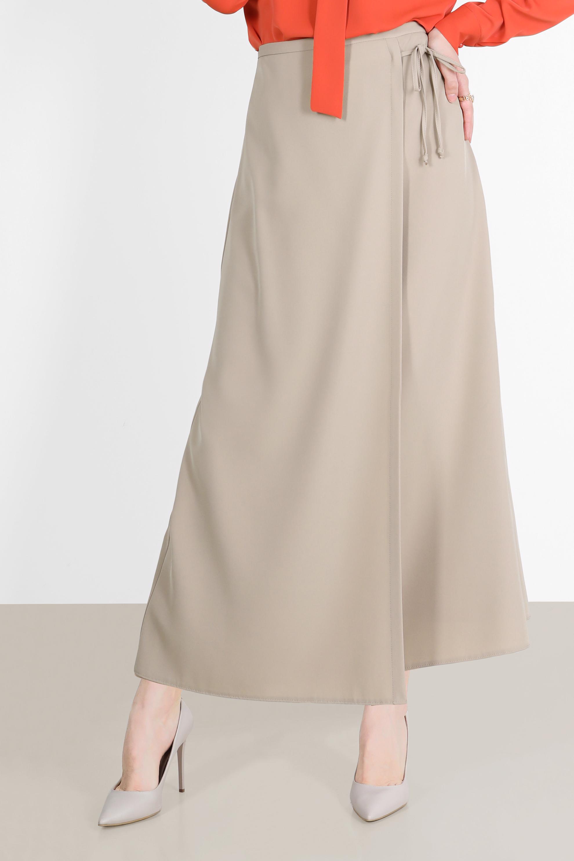 Tesettür giyim BEJ YANDAN BAĞLAMA DETAYLI ETEK 60255 