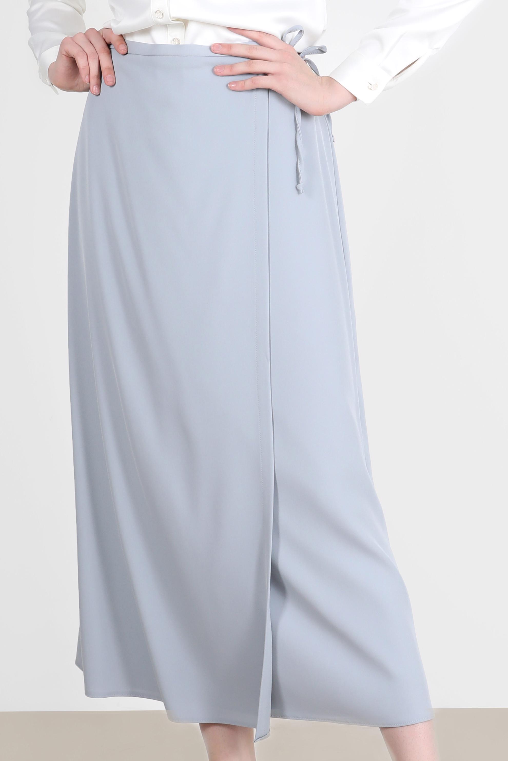 Tesettür giyim GRİ YANDAN BAĞLAMA DETAYLI ETEK 60255 