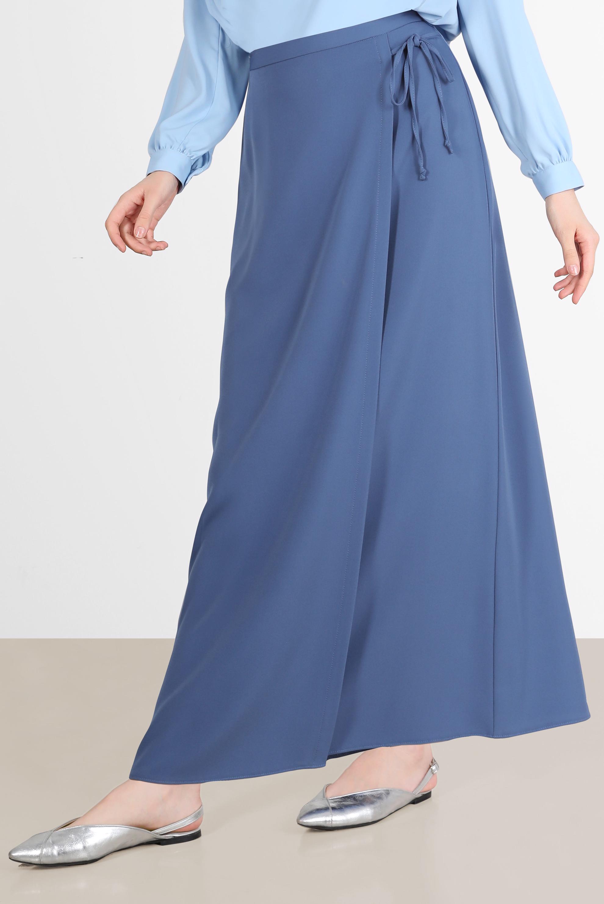 Tesettür giyim LACİVERT YANDAN BAĞLAMA DETAYLI ETEK 60255 