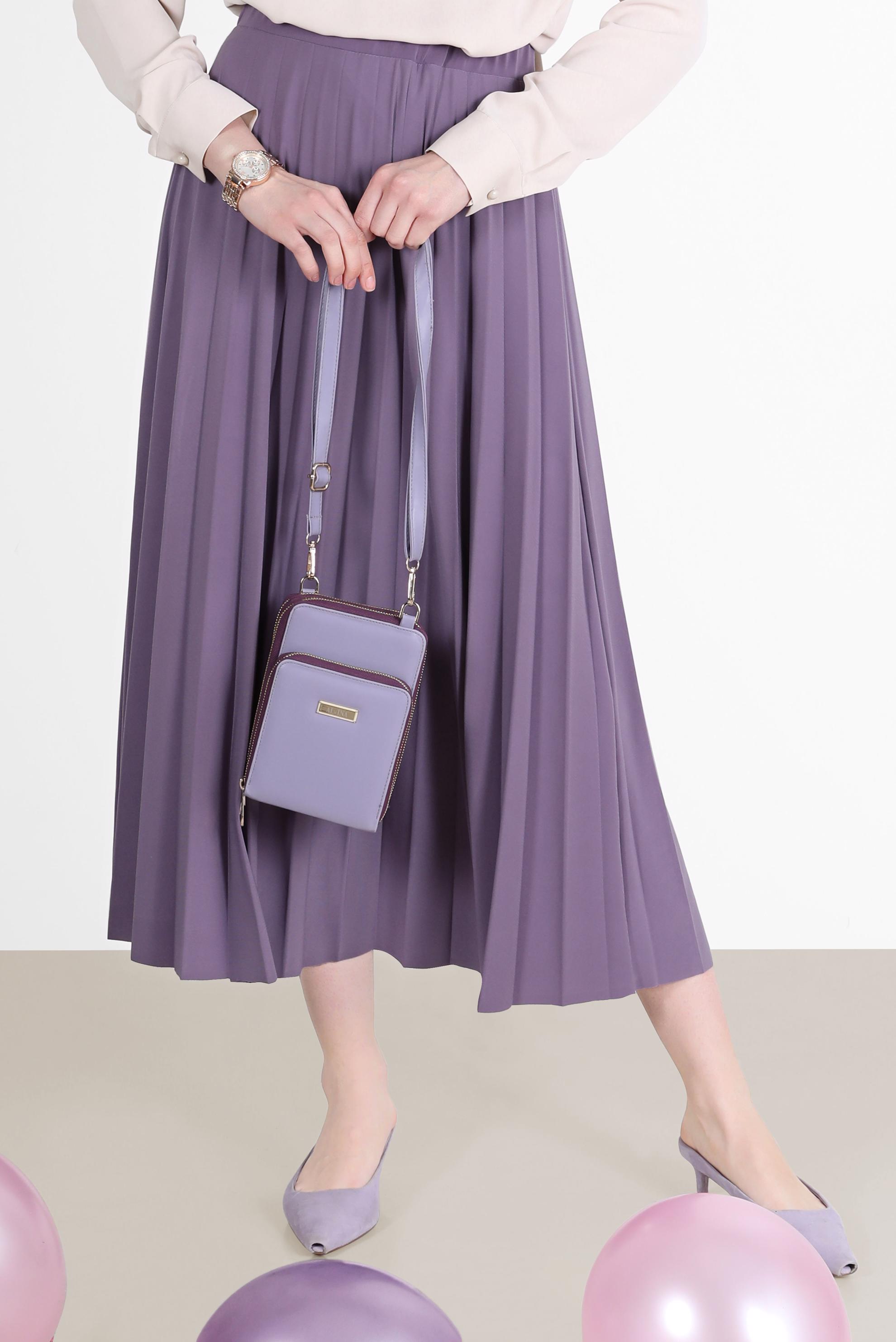 Tesettür giyim MOR BELİ LASTİKLİ PİLİSELİ ETEK 60256 