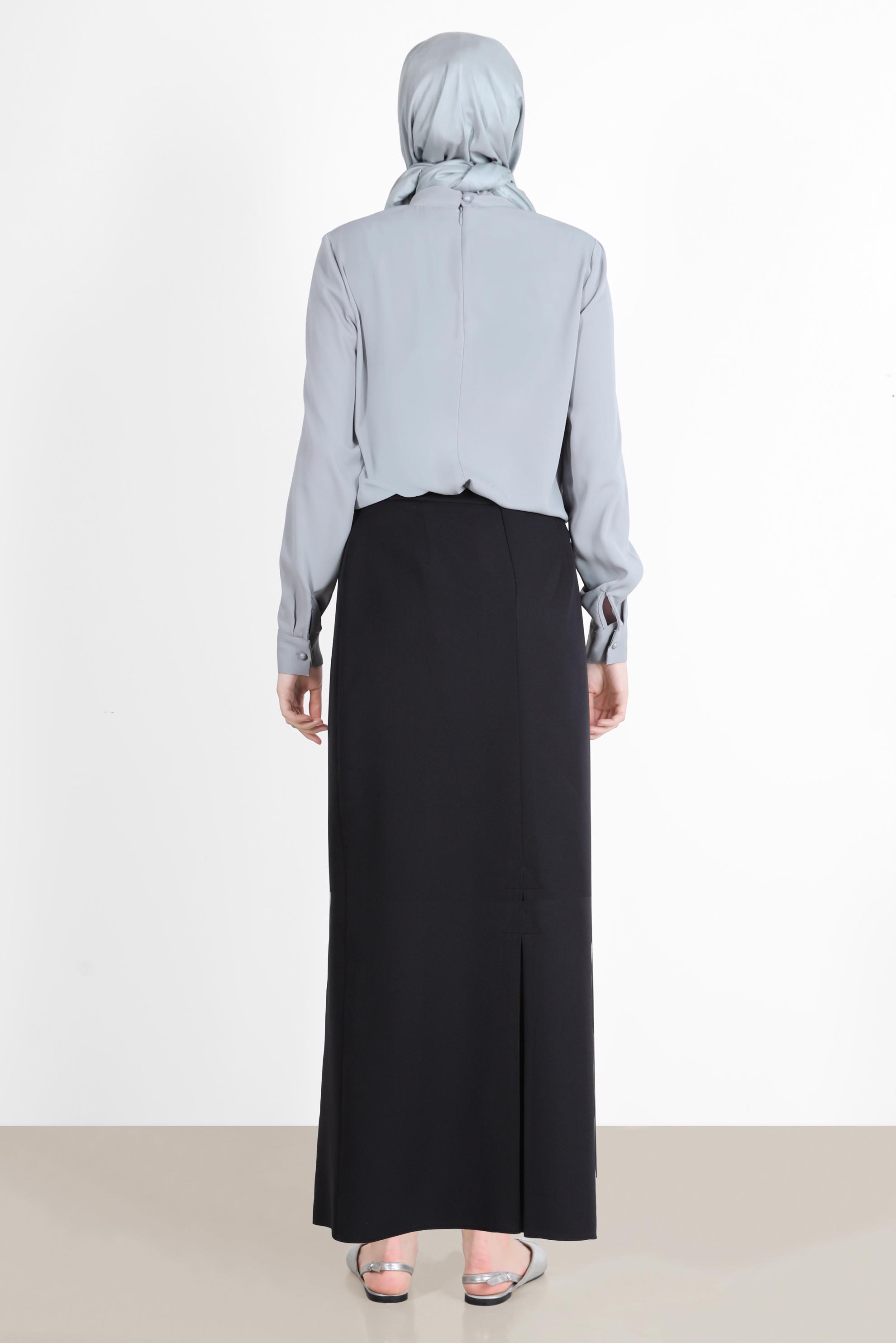 Hijab clothing BLACK SLIT DETAIL ZIPPERED SKIRT 60257 
