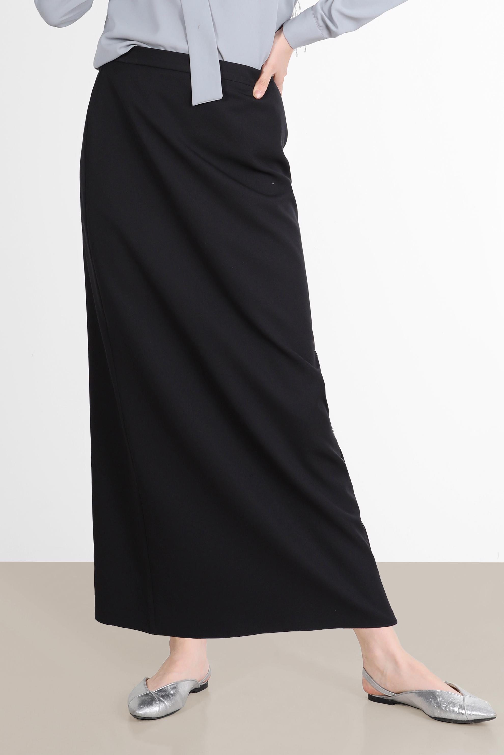 Hijab clothing BLACK SLIT DETAIL ZIPPERED SKIRT 60257 