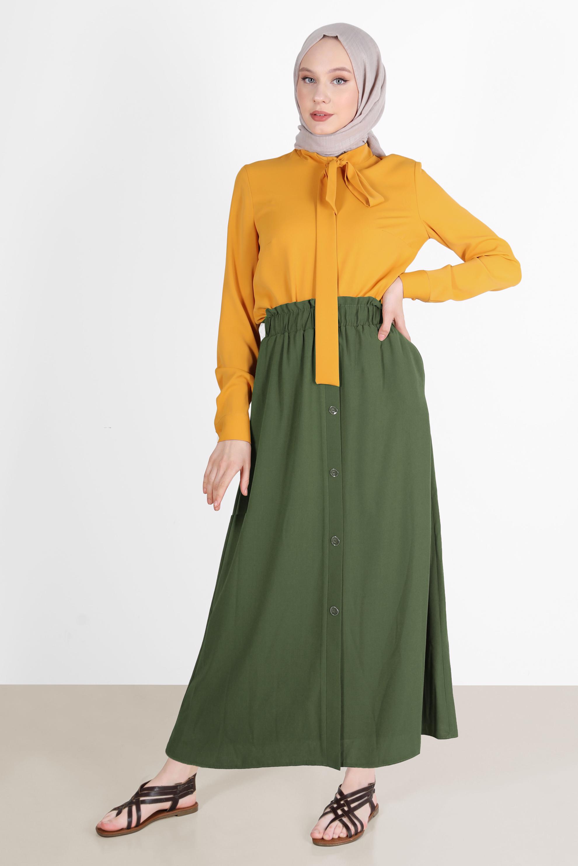 Hijab clothing KHAKI BUTTONED AEROBINE SKIRT 60258 