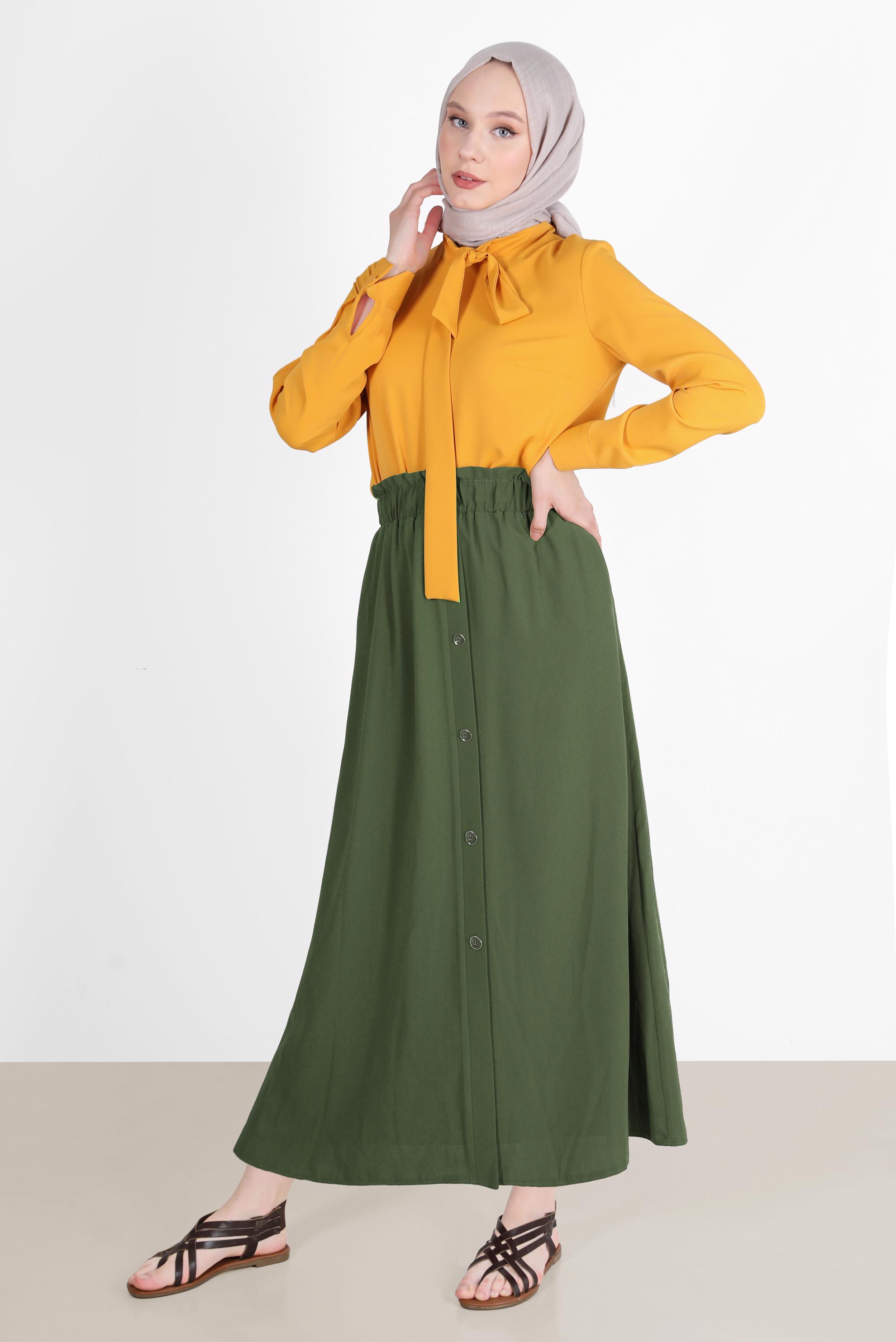 Hijab clothing KHAKI BUTTONED AEROBINE SKIRT 60258 