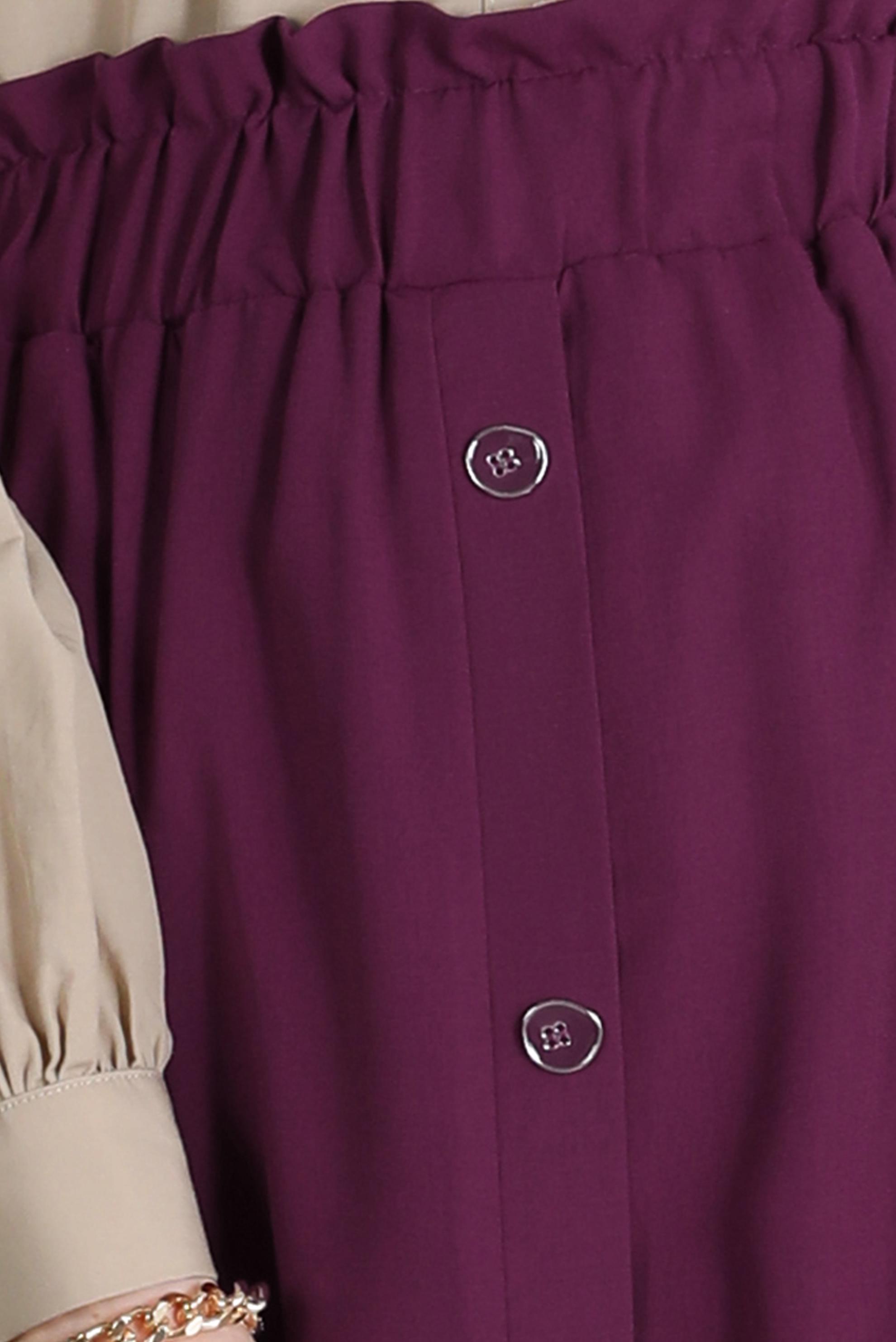 Tesettür giyim MOR BOYDAN DÜĞMELİ AEROBİN ETEK 60258 