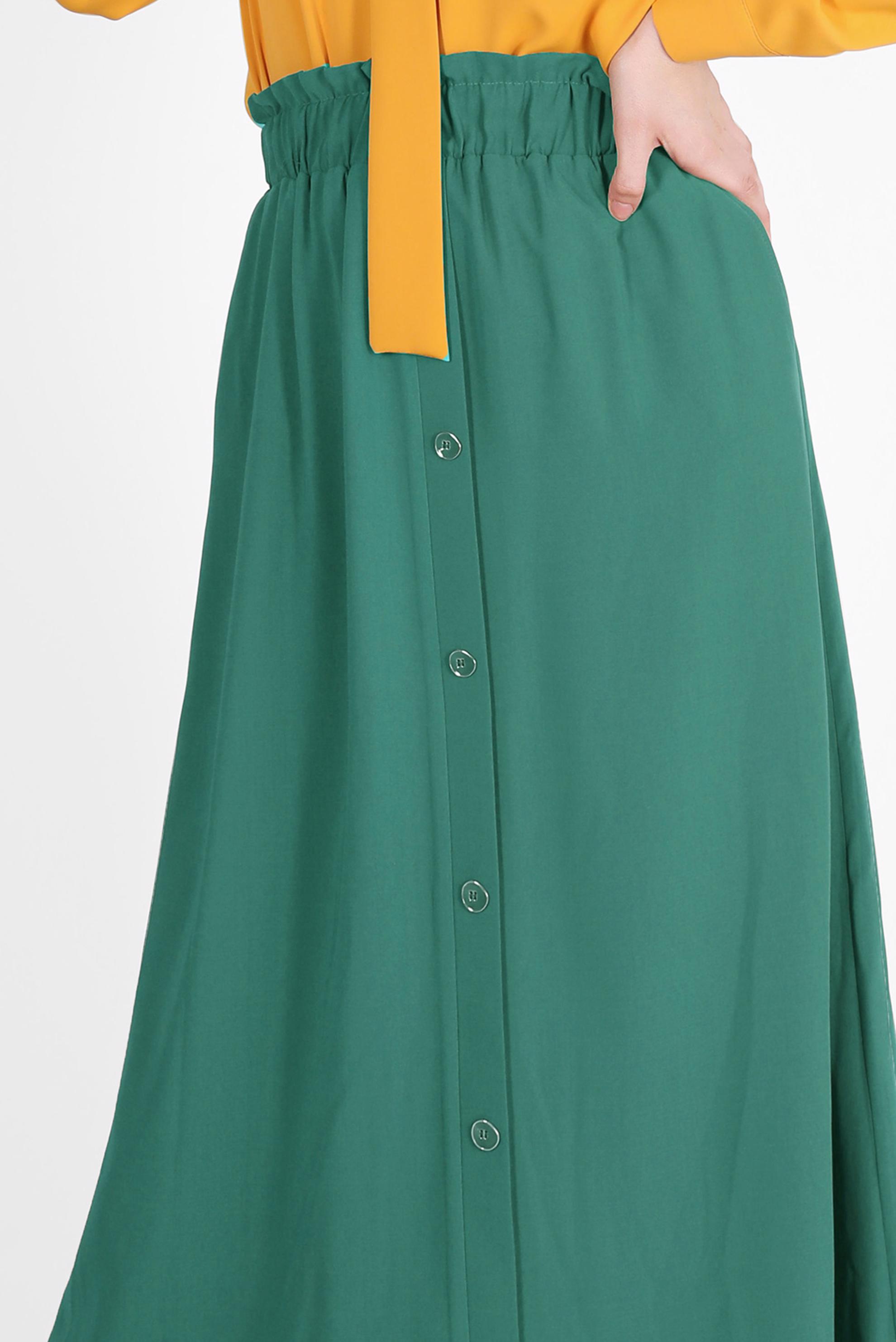 Tesettür giyim YEŞİL BOYDAN DÜĞMELİ AEROBİN ETEK 60258 