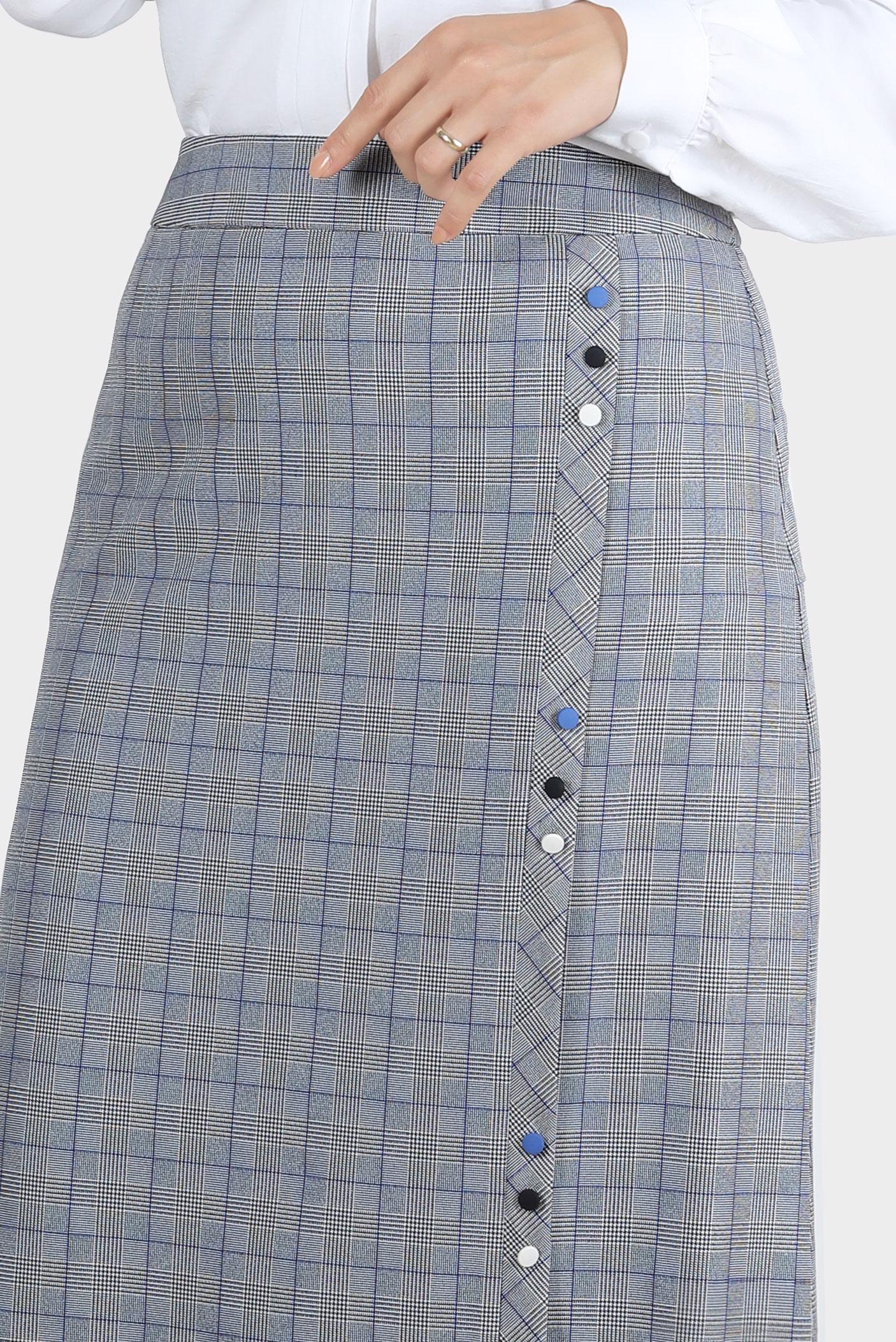 Hijab clothing BLACK BUTTON DETAIL CHECKED SKIRT 60259 