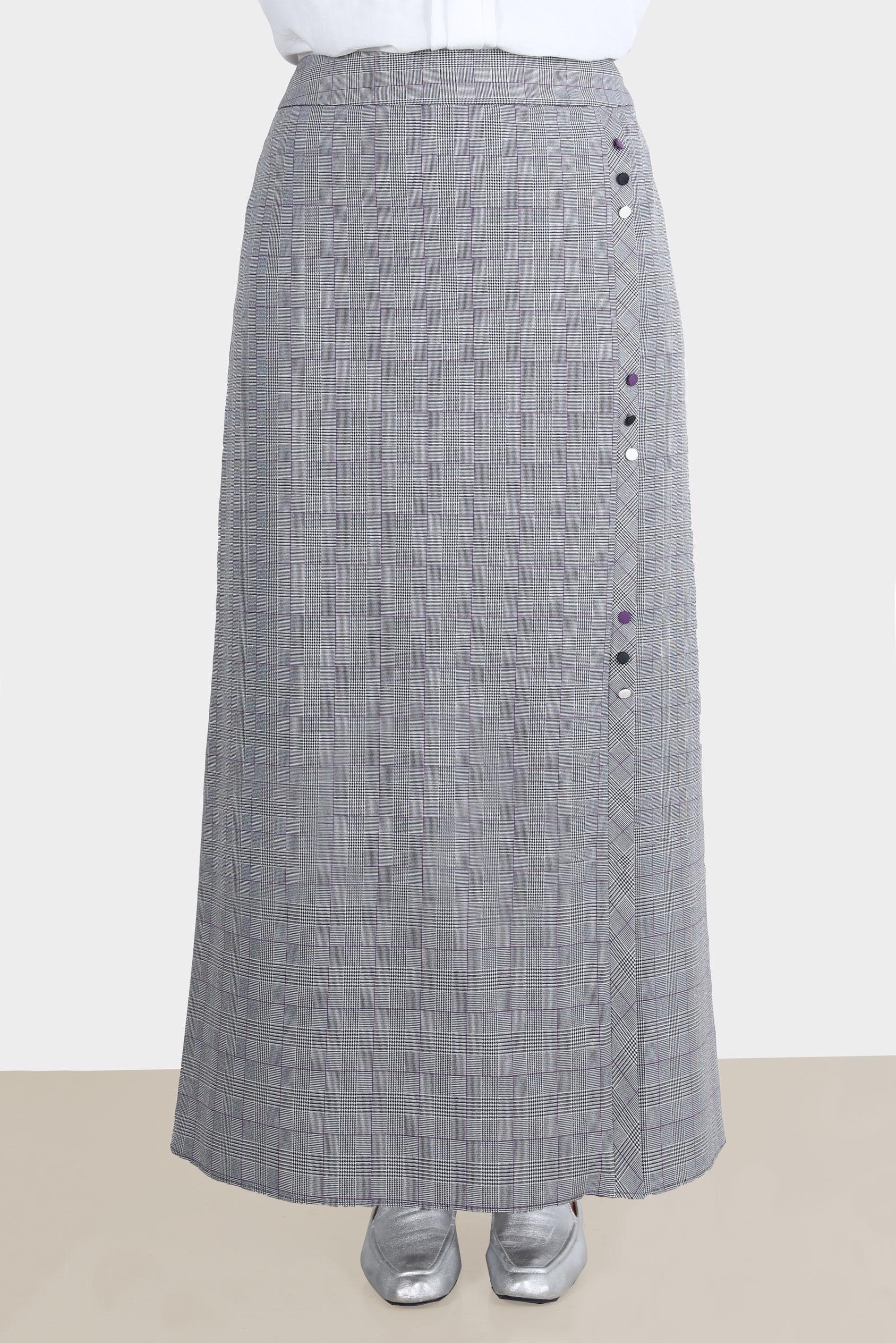 Vêtements hijab NOIR JUPE À CARREAUX DÉTAIL BOUTONS 60259