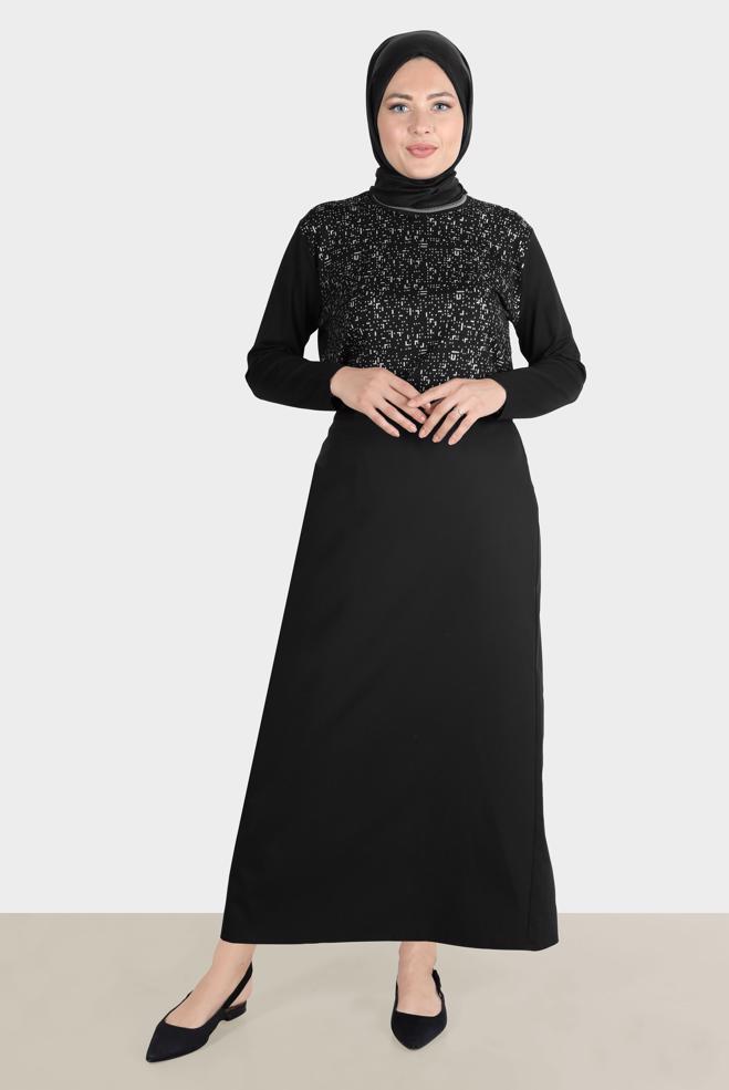 Vêtements hijab NOIR JUPE AVEC FENTE INVISIBLE 60263 - ALVİNA