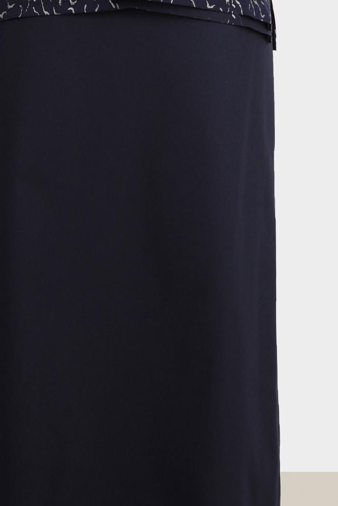 Tesettür giyim LACİVERT  GİZLİ YIRTMAÇLI DÜZ ETEK 60263 - ALVİNA