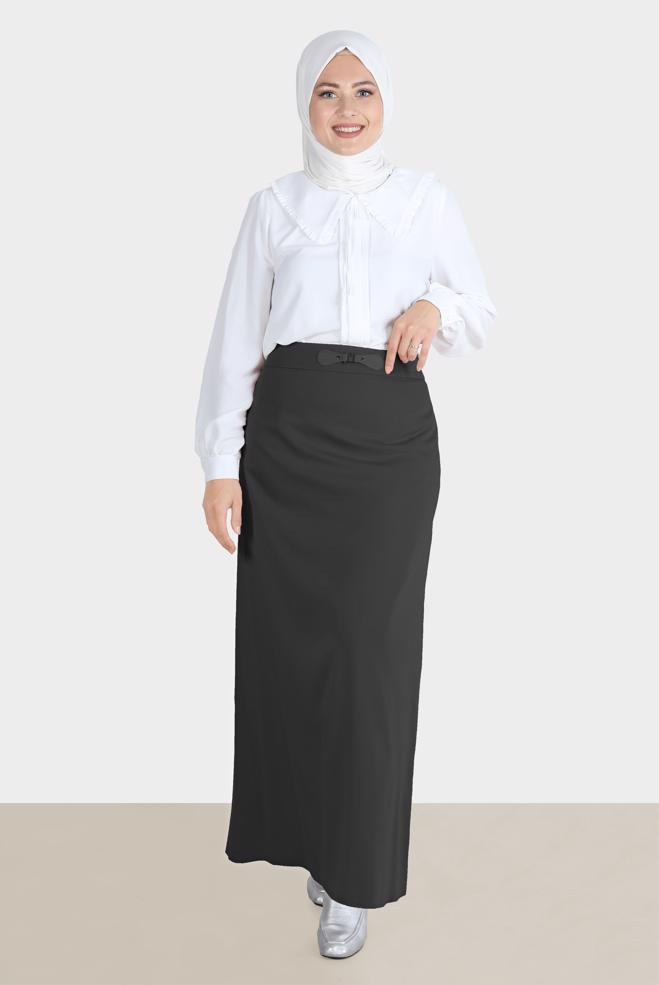 Hijab clothing BLACK CLASP DETAIL SKIRT 60264  - ALVİNA