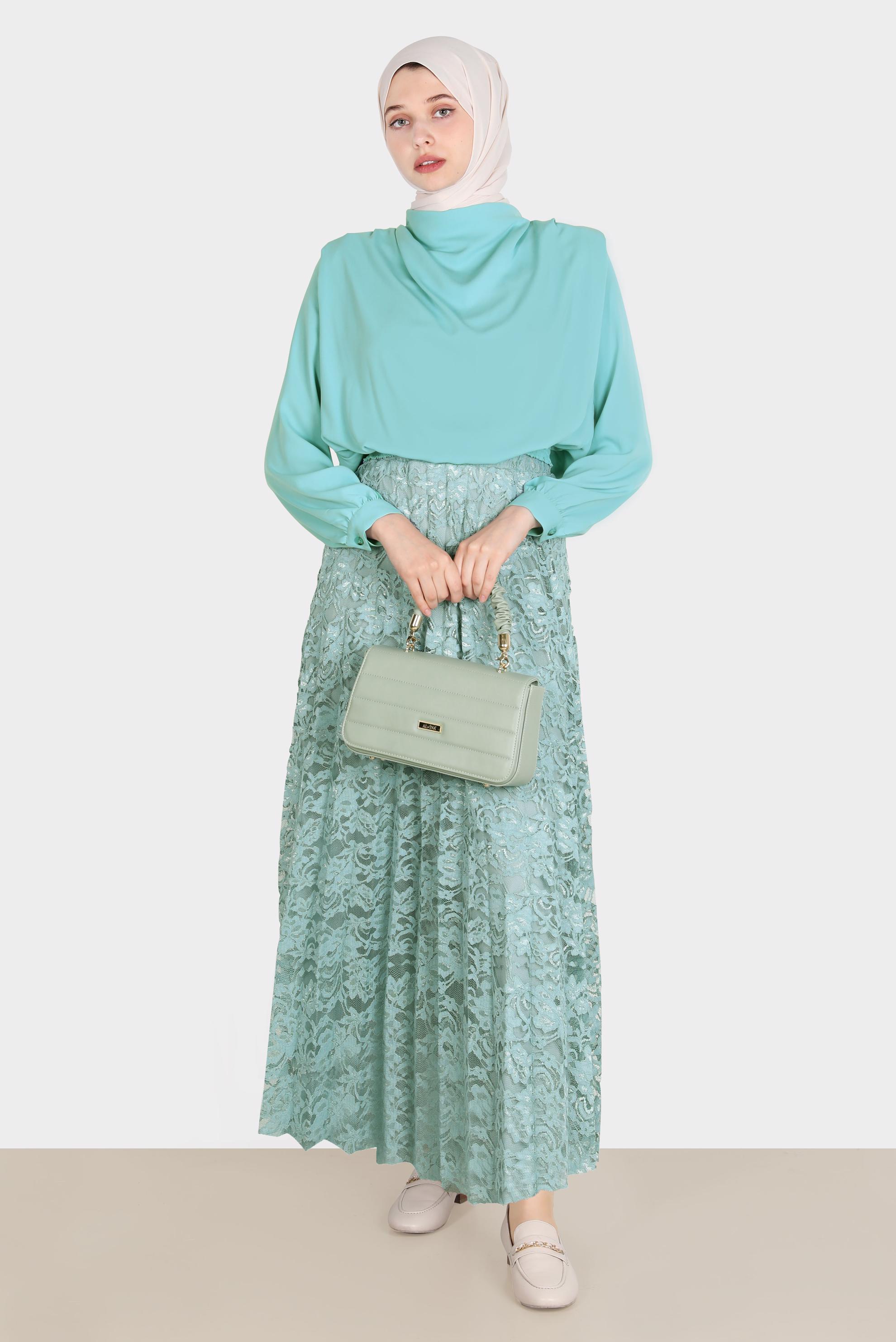 Hijab clothing BLUE LACED PLEATED SKIRT 60267 