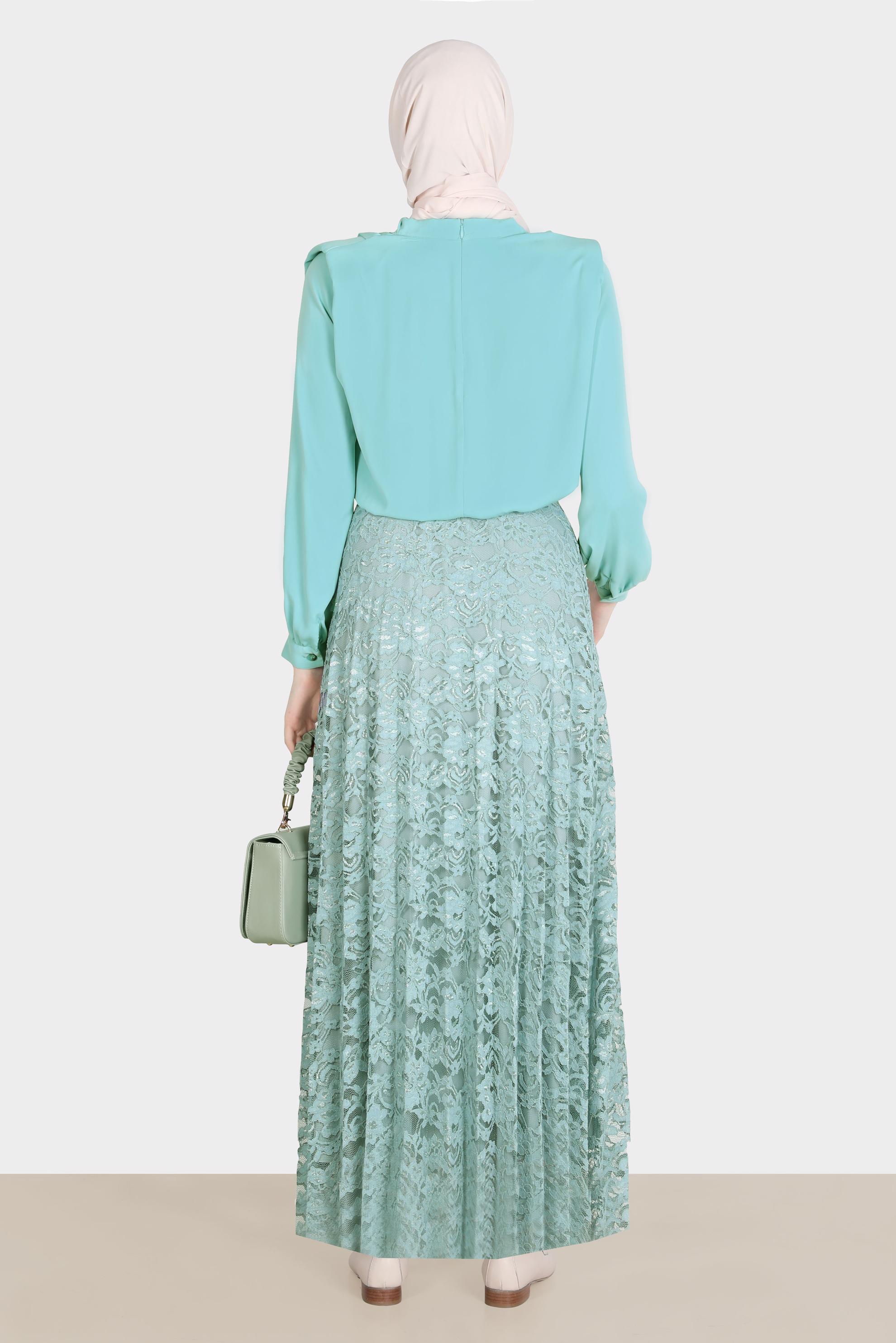 Hijab clothing BLUE LACED PLEATED SKIRT 60267 