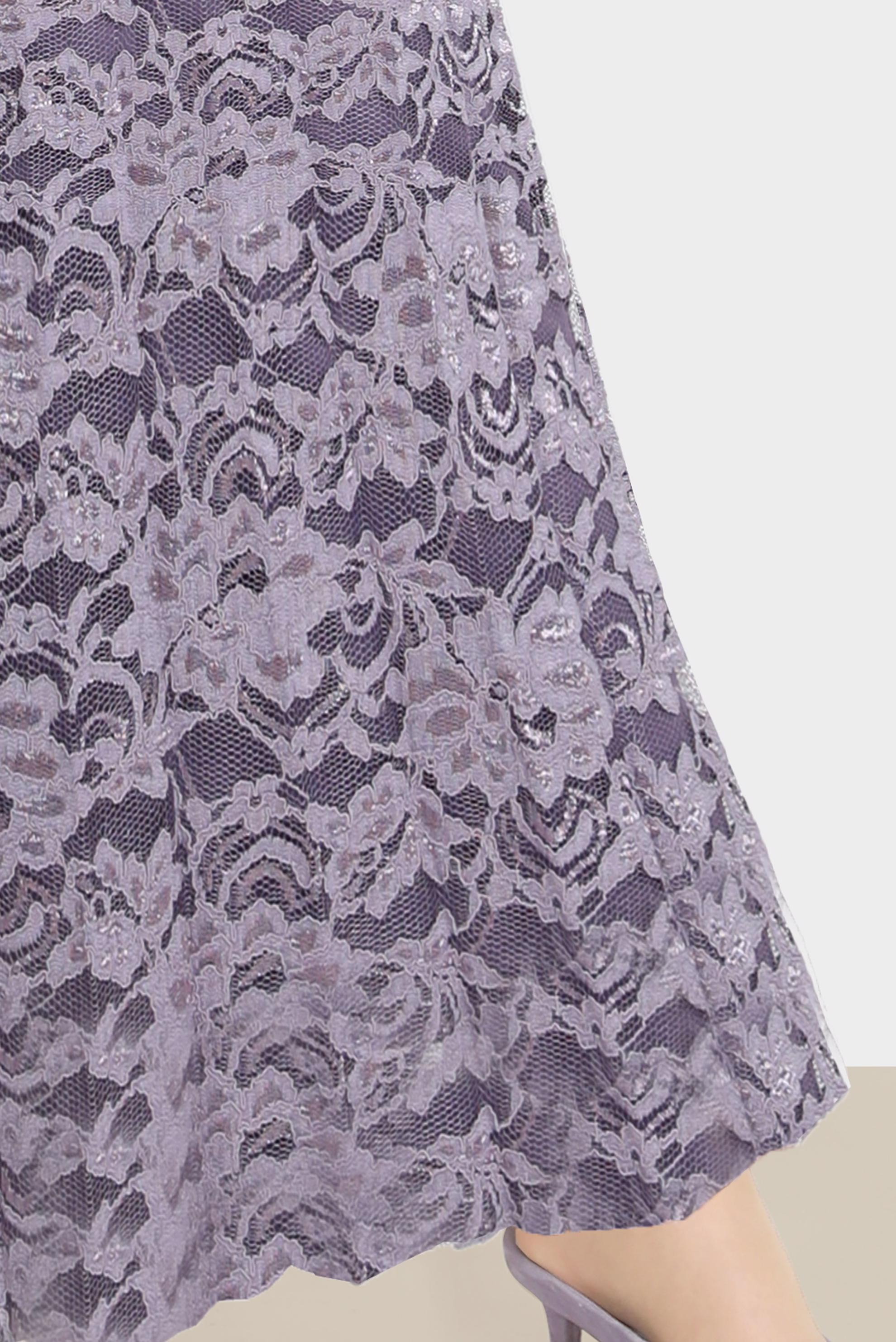 Tesettür giyim MOR DANTELLİ PİLİSELİ ETEK 60267 