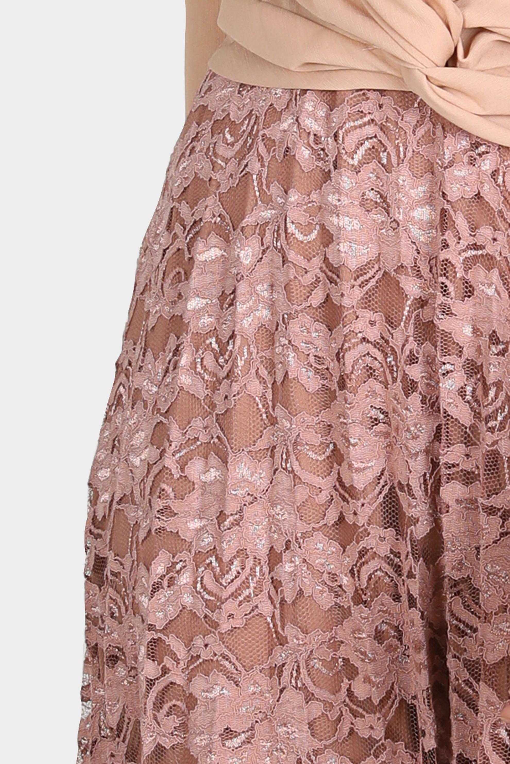 Tesettür giyim KAHVE DANTELLİ PİLİSELİ ETEK 60267 