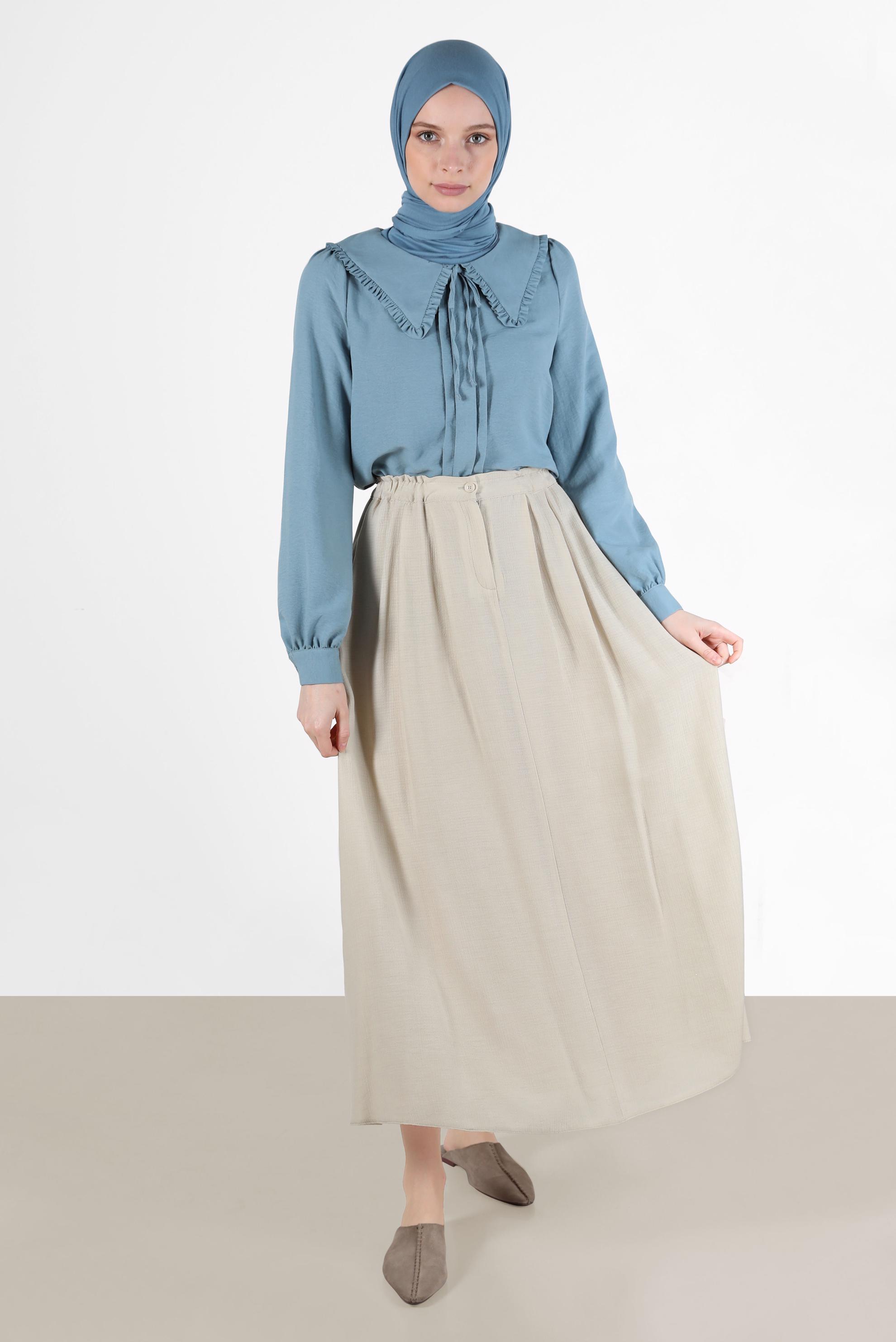 Vêtements hijab SABLE JUPE BOUTONNÉE ZIPPÉE À LA TAILLE SMOCKING 60269