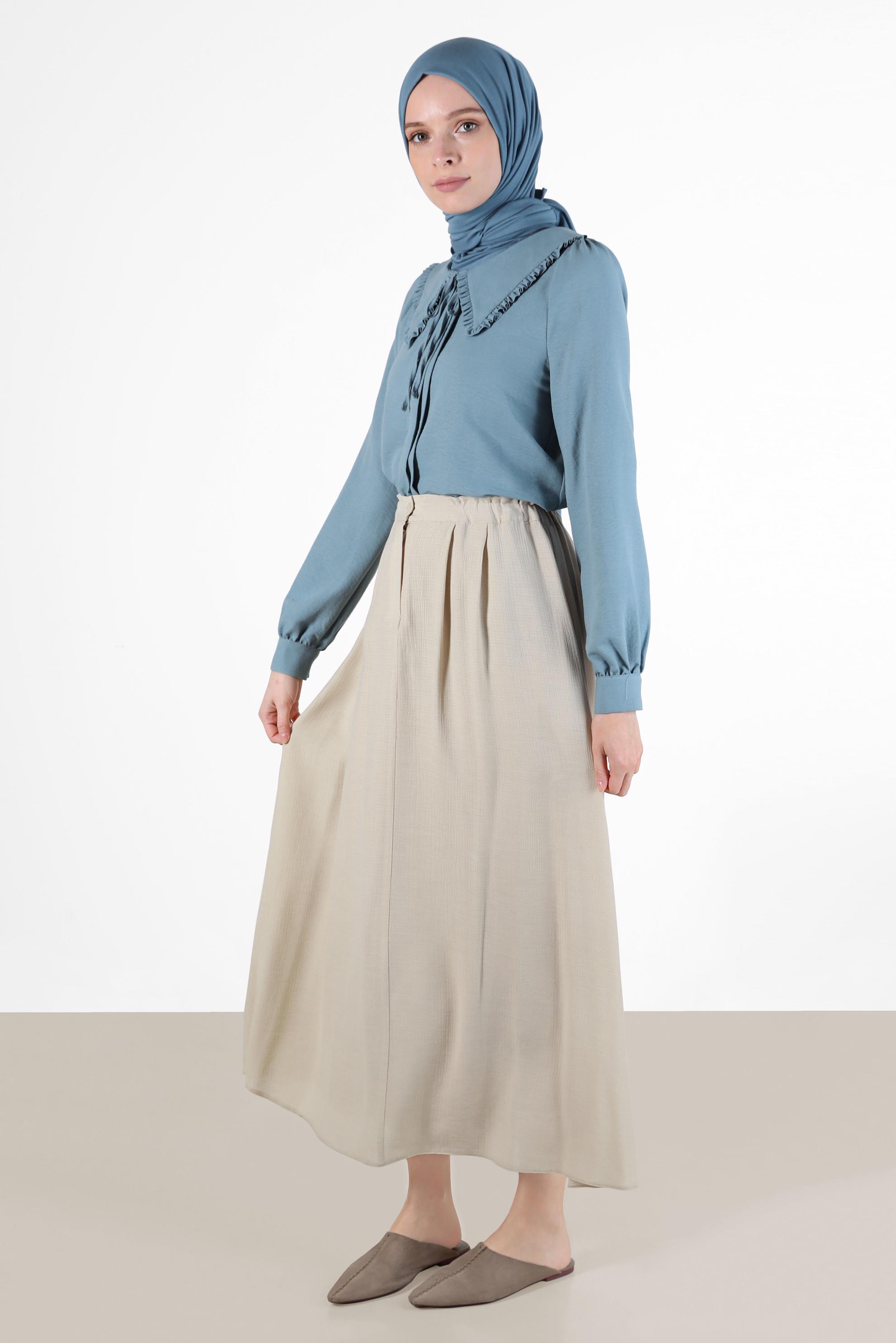 Vêtements hijab SABLE JUPE BOUTONNÉE ZIPPÉE À LA TAILLE SMOCKING 60269