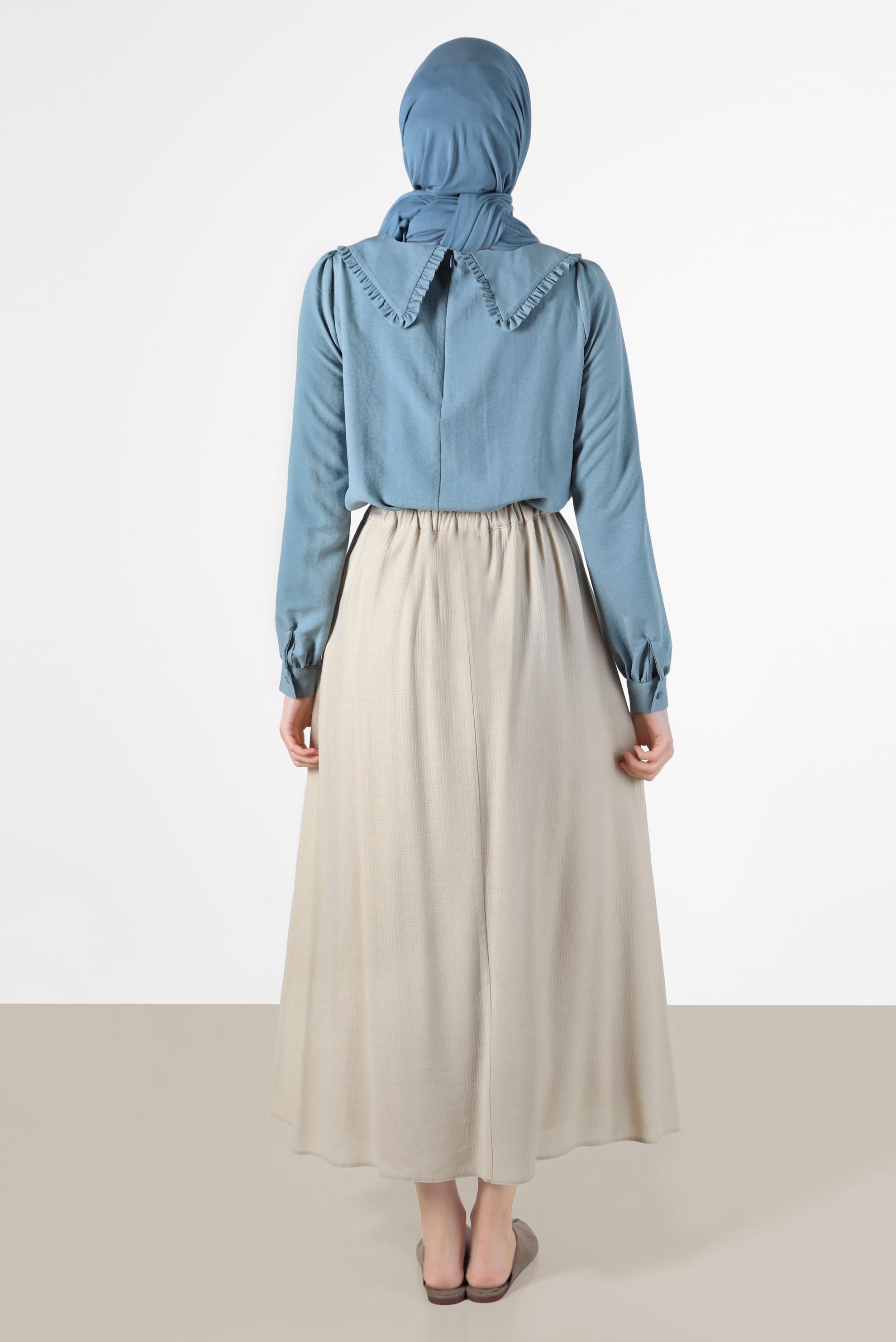 Vêtements hijab SABLE JUPE BOUTONNÉE ZIPPÉE À LA TAILLE SMOCKING 60269