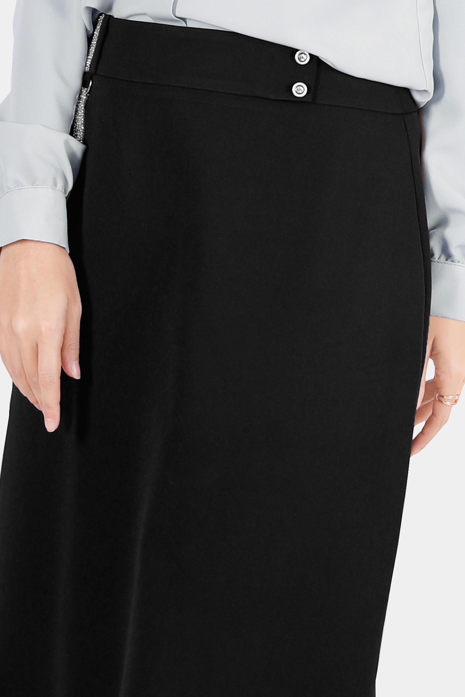 Tesettür giyim SİYAH DÜĞME VE TAŞ DETAYLI ETEK 60273 