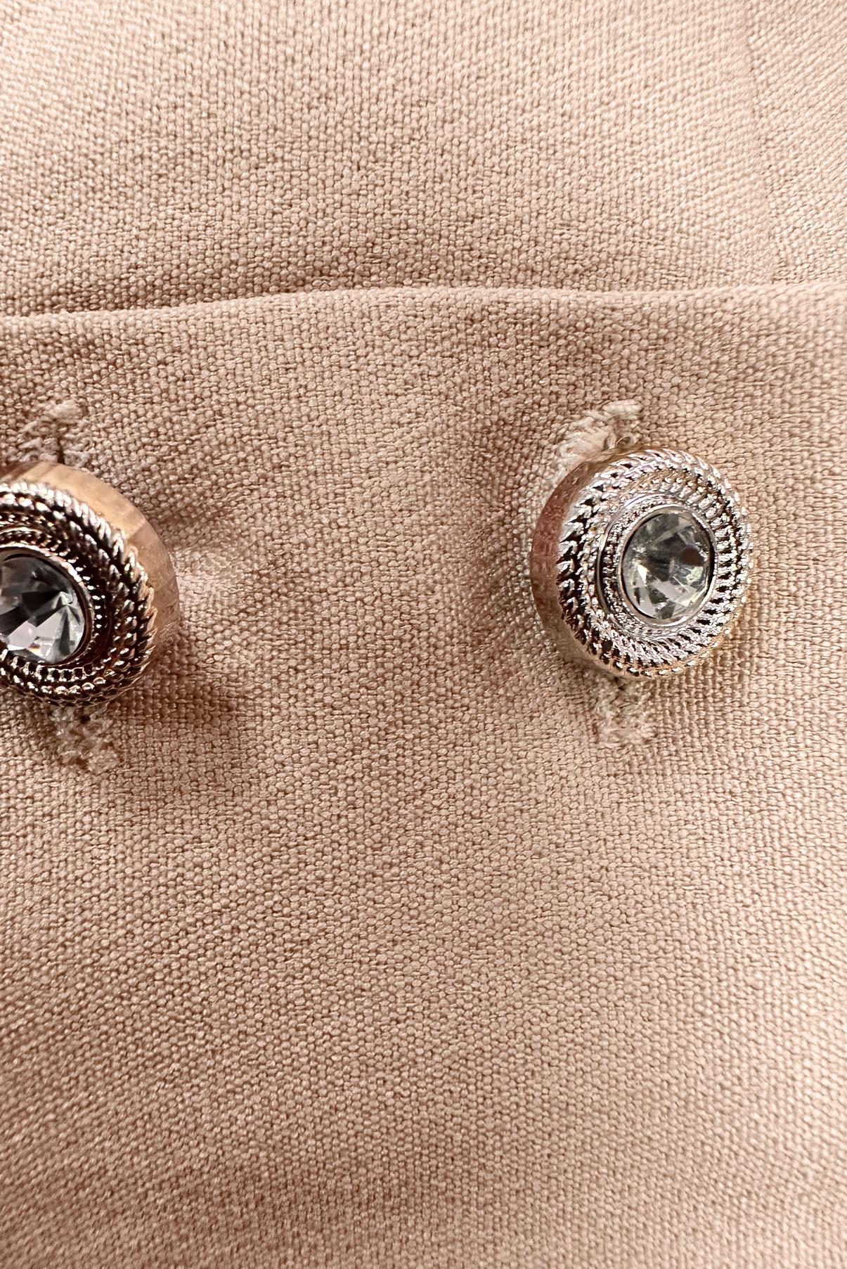 Tesettür giyim BEJ DÜĞME VE TAŞ DETAYLI ETEK 60273 