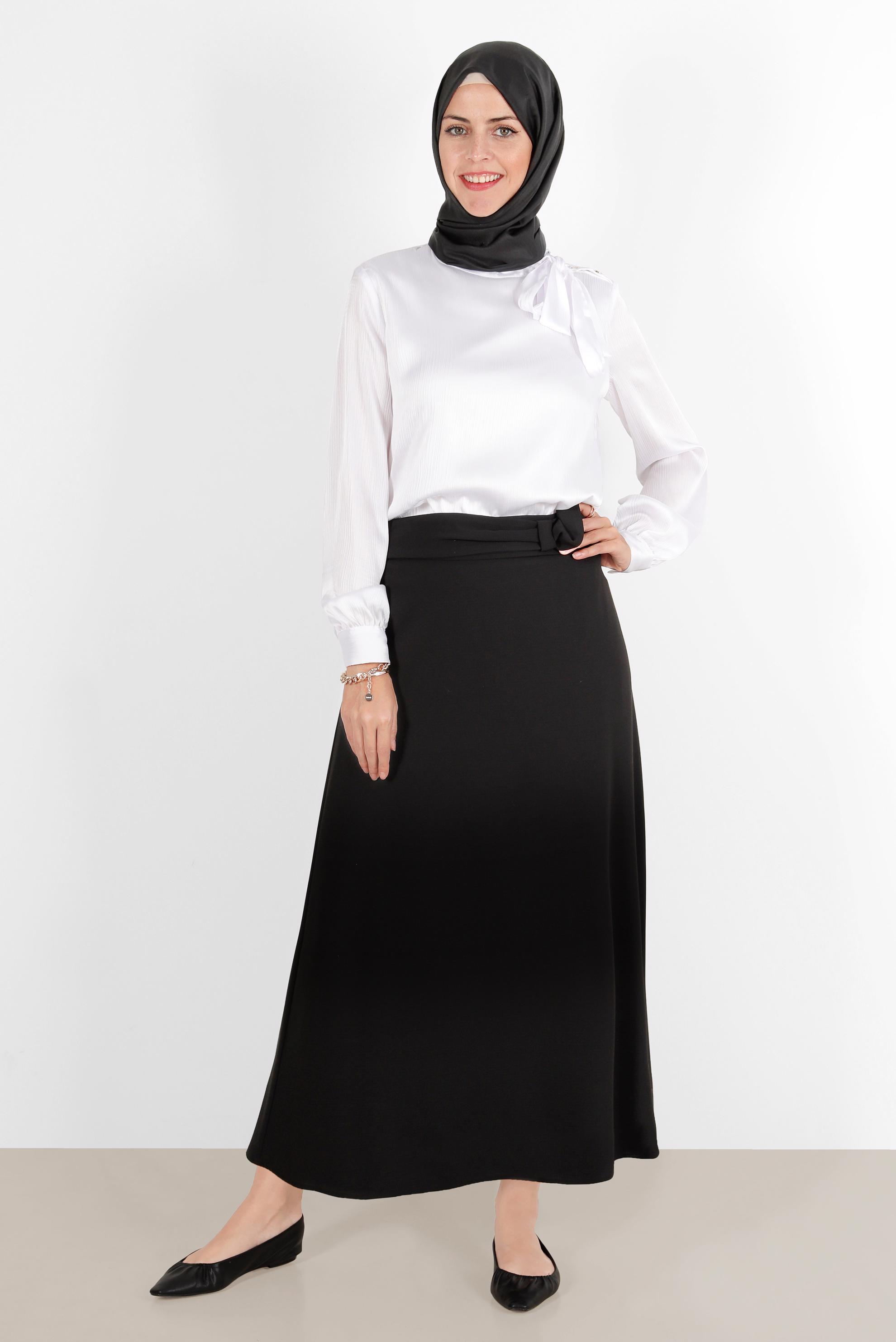 Hijab clothing BLACK BOW-TIE DETAIL SKIRT 60275 