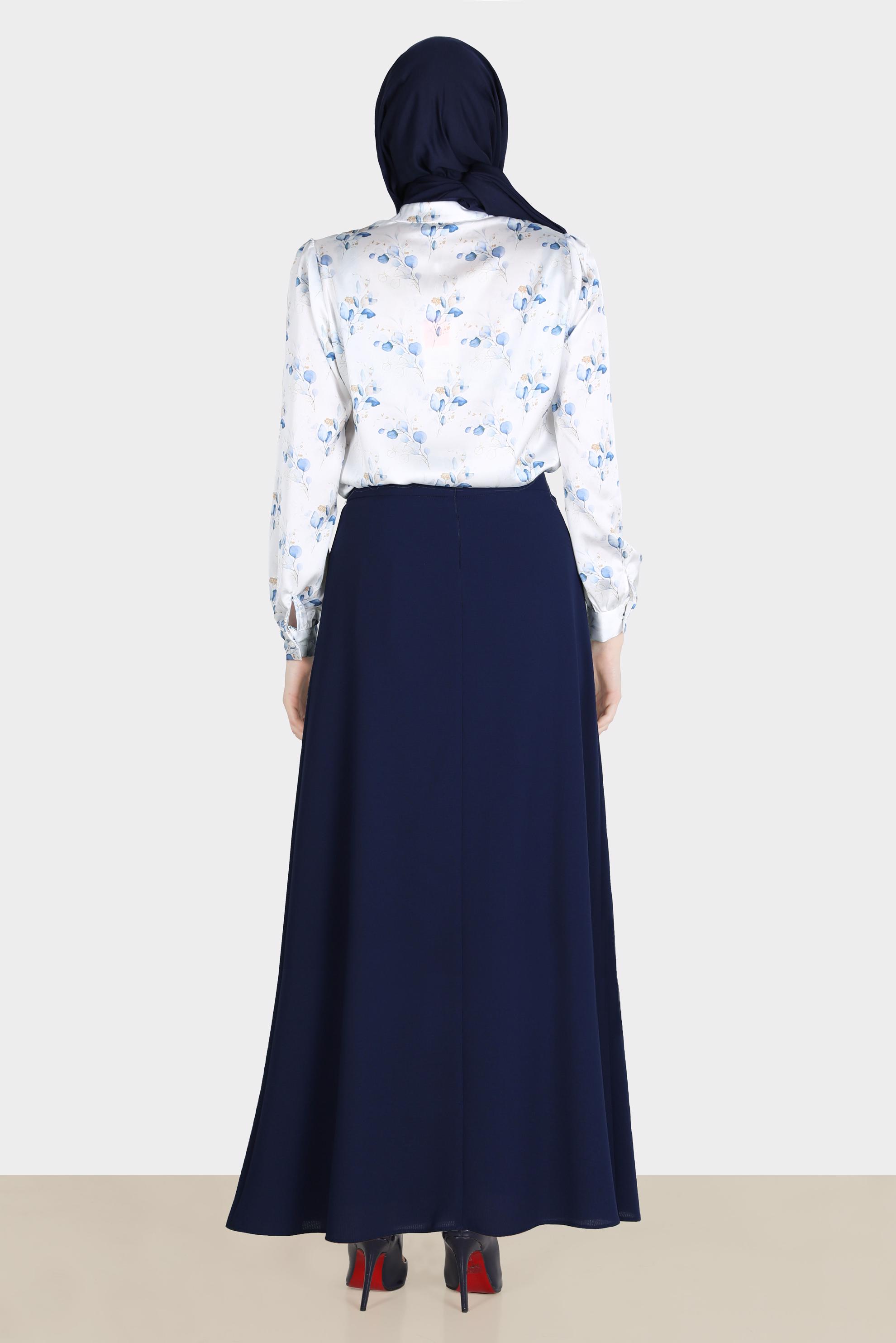 Hijab clothing NAVY BLUE BOW-TIE DETAIL SKIRT 60275 