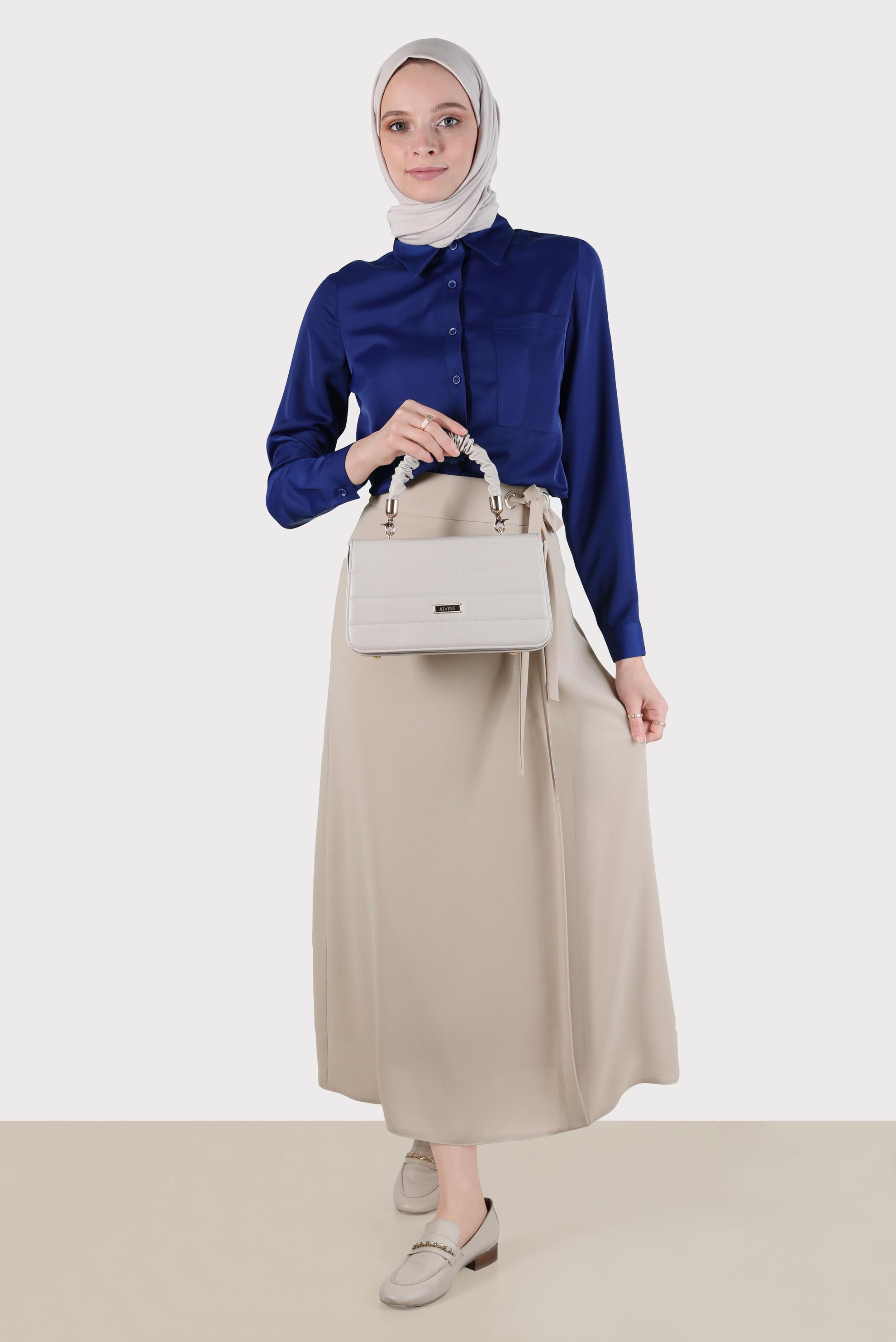 Hijab clothing BEIGE TIE DETAIL SKIRT 60276 