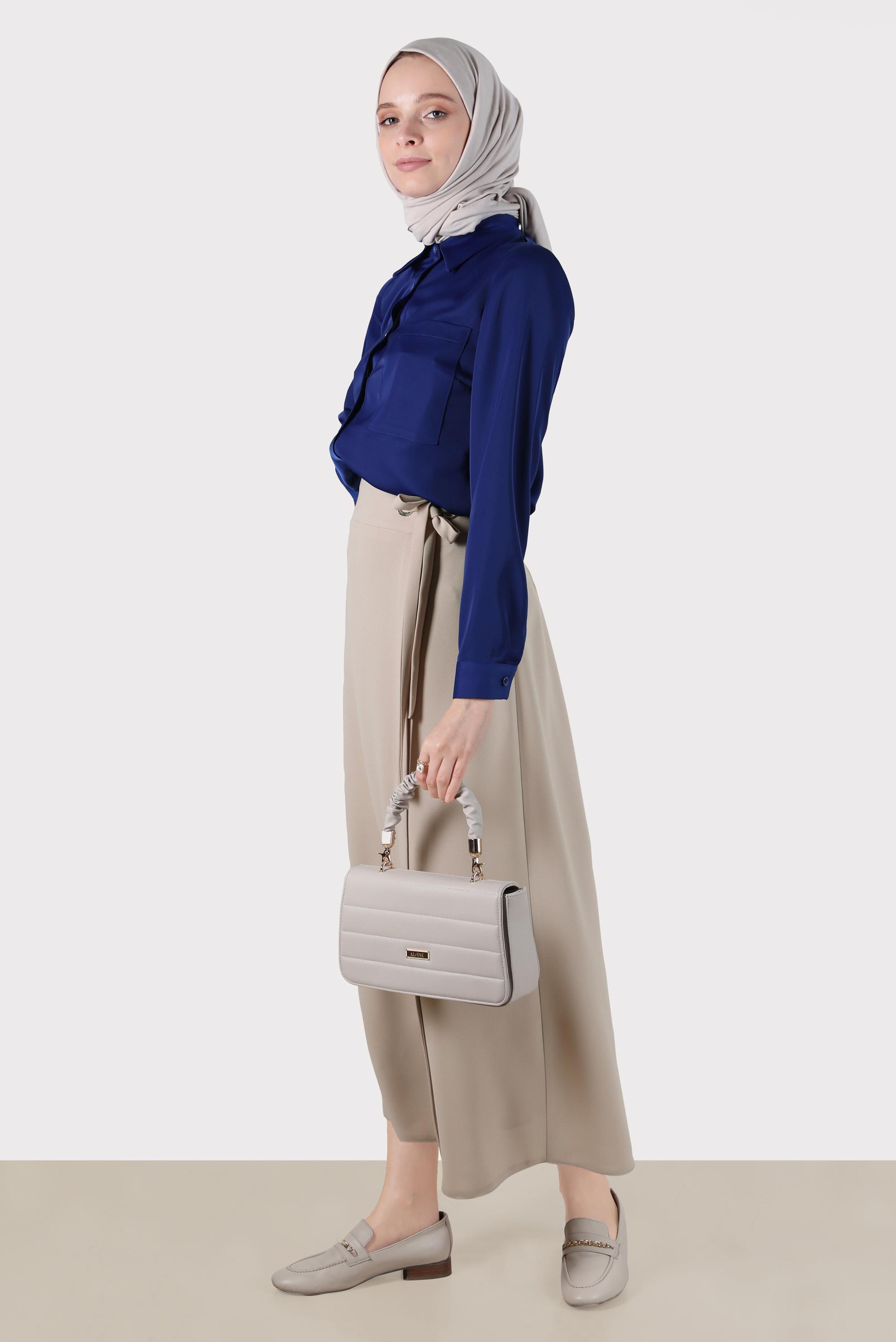 Hijab clothing BEIGE TIE DETAIL SKIRT 60276 