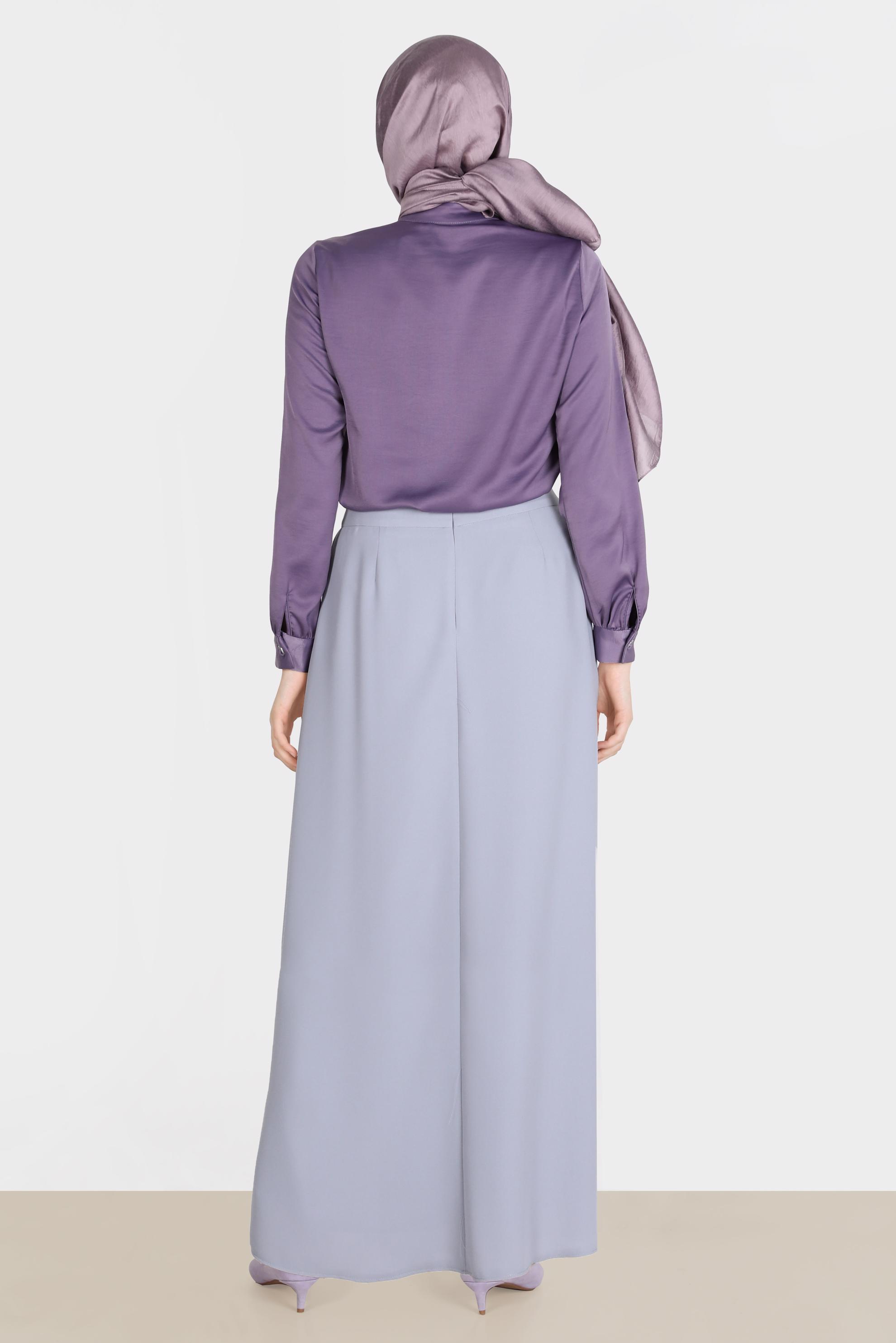 Tesettür giyim GRİ  BAĞCIK DETAYLI ETEK 60276 