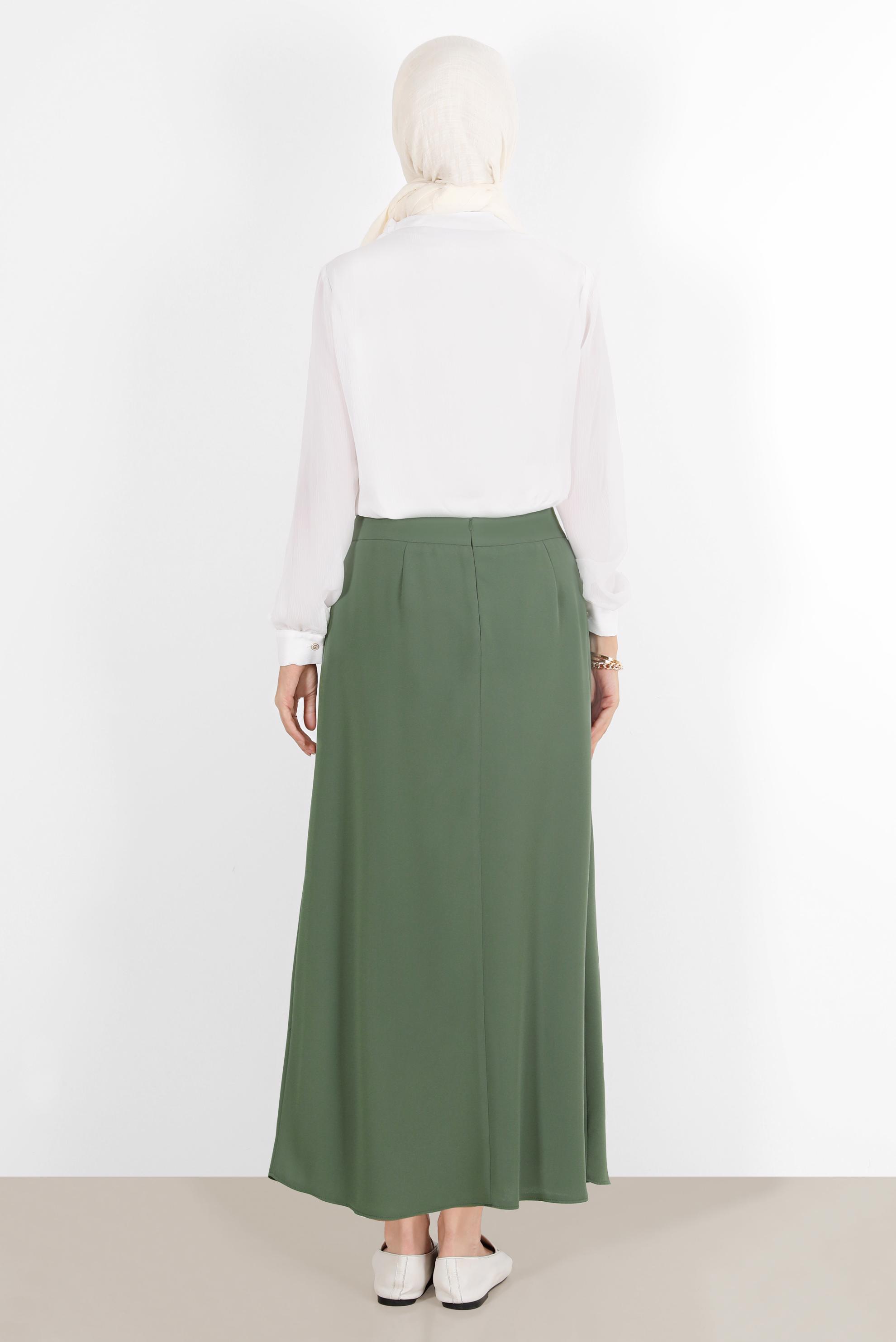 Hijab clothing KHAKI TIE DETAIL SKIRT 60276 