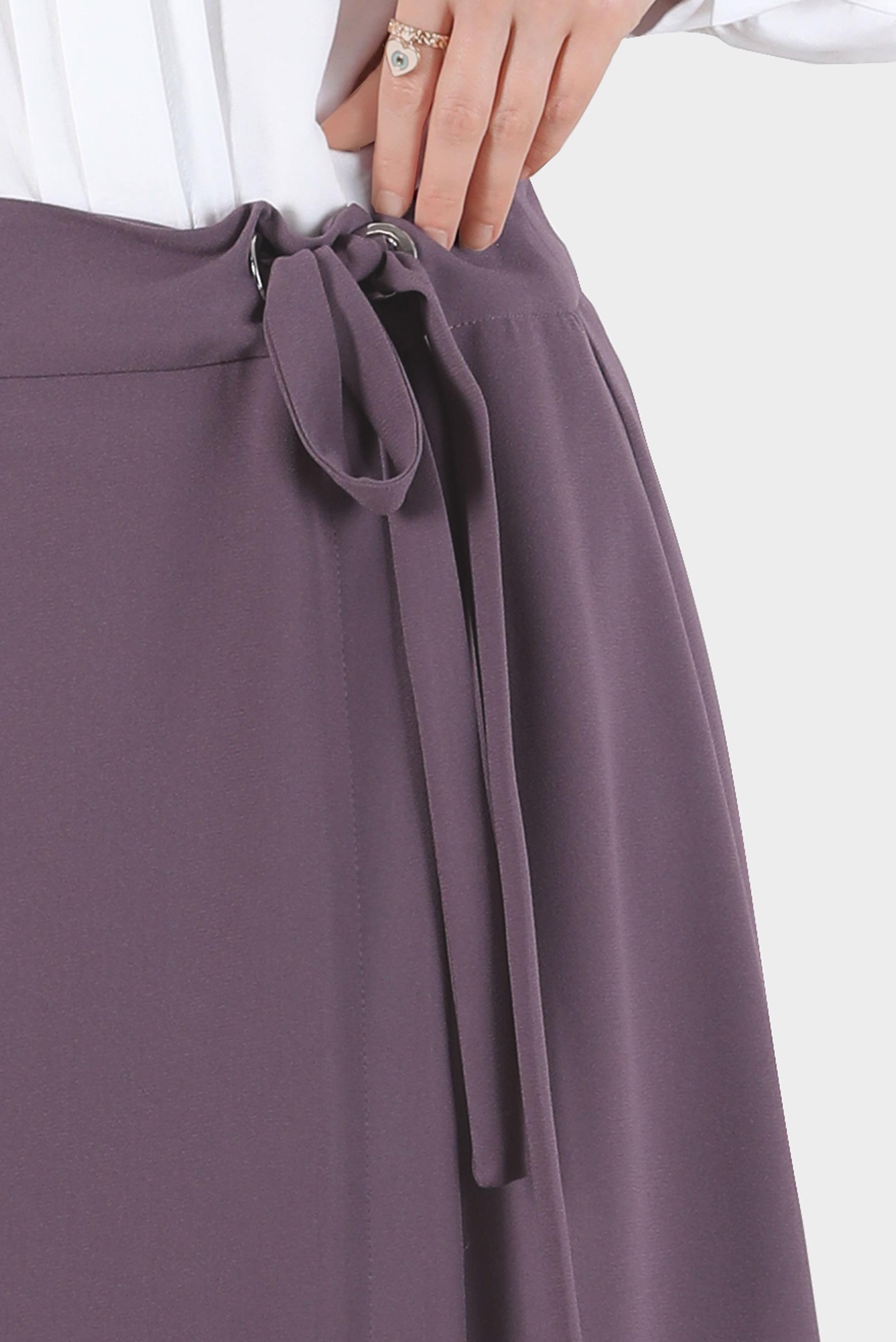 Tesettür giyim MOR  BAĞCIK DETAYLI ETEK 60276 