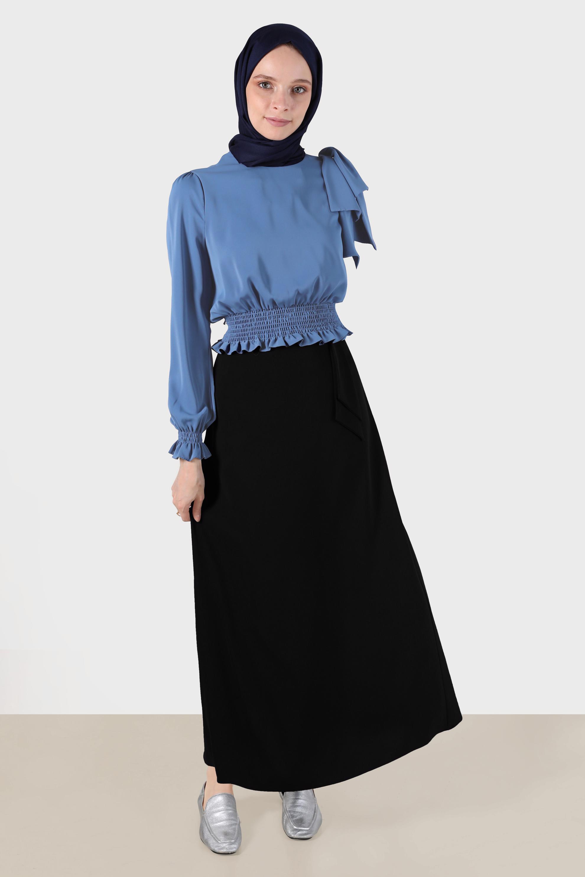 Tesettür giyim SİYAH A KESİM ETEK 60278 