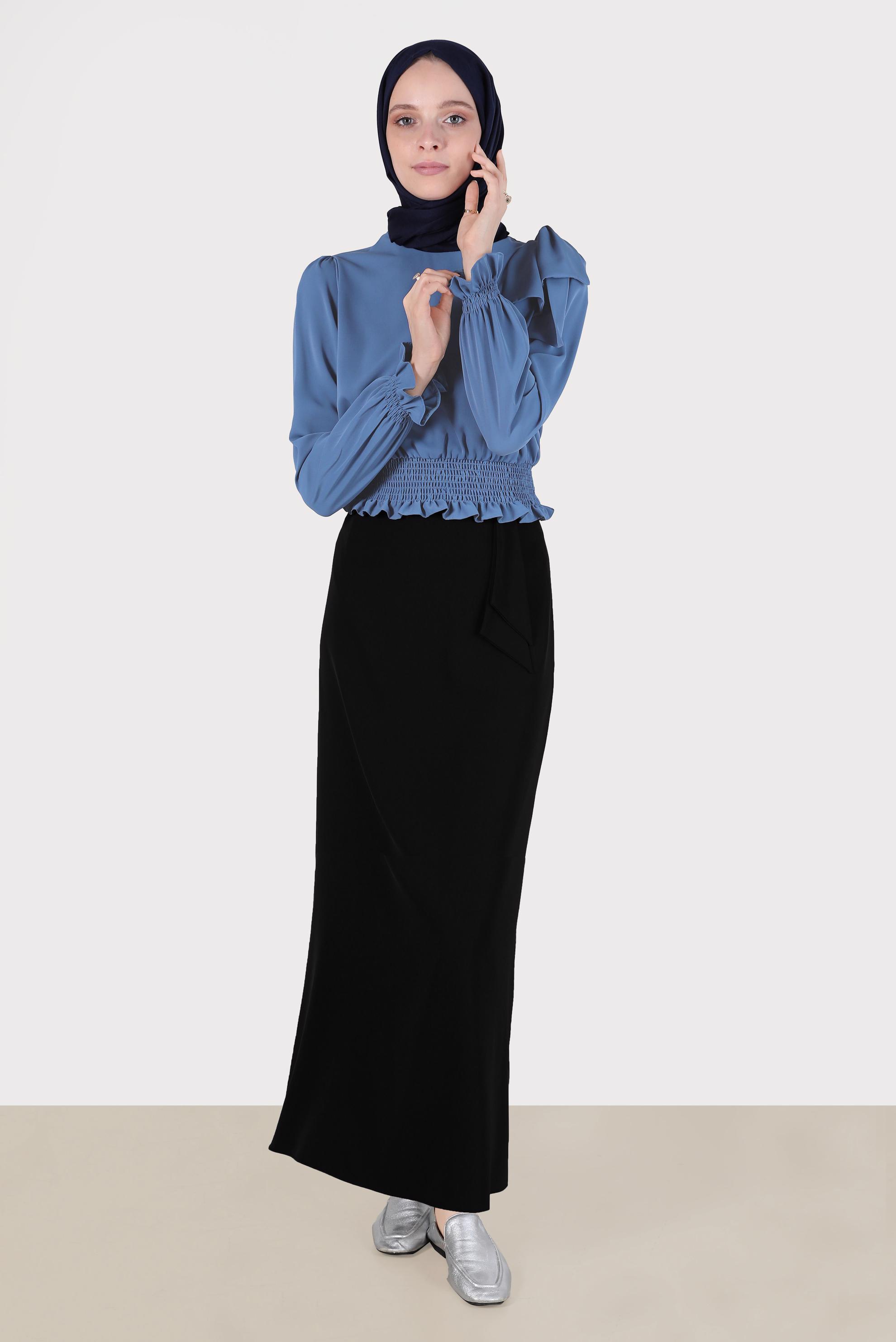 Tesettür giyim SİYAH A KESİM ETEK 60278 