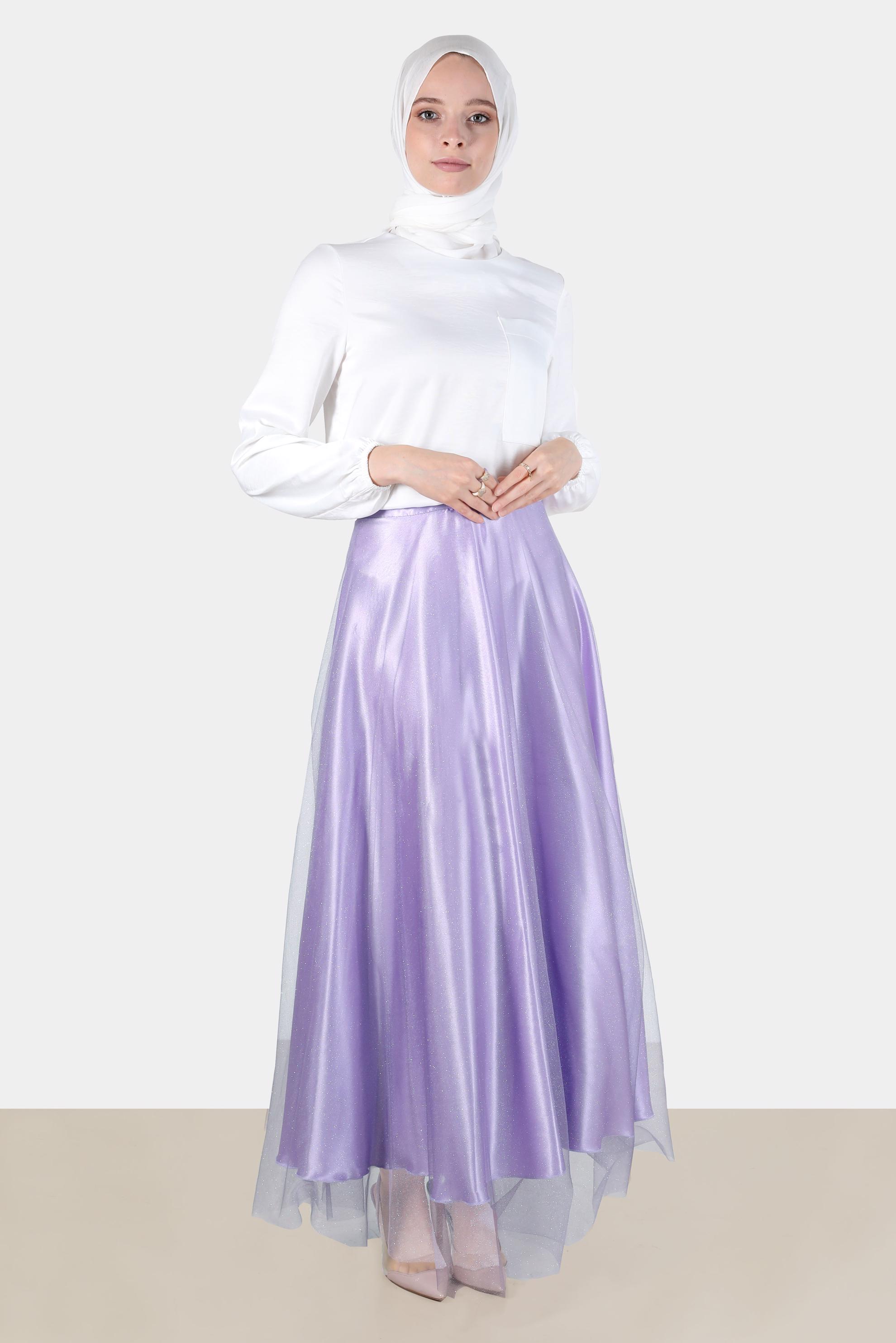 Hijab clothing PURPLE SHINY TULLE SKIRT 60279 