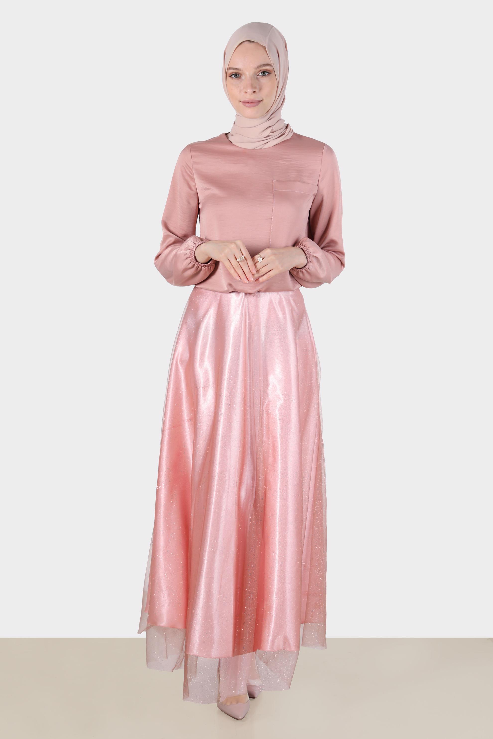 Hijab clothing POWDER SHINY TULLE SKIRT 60279 