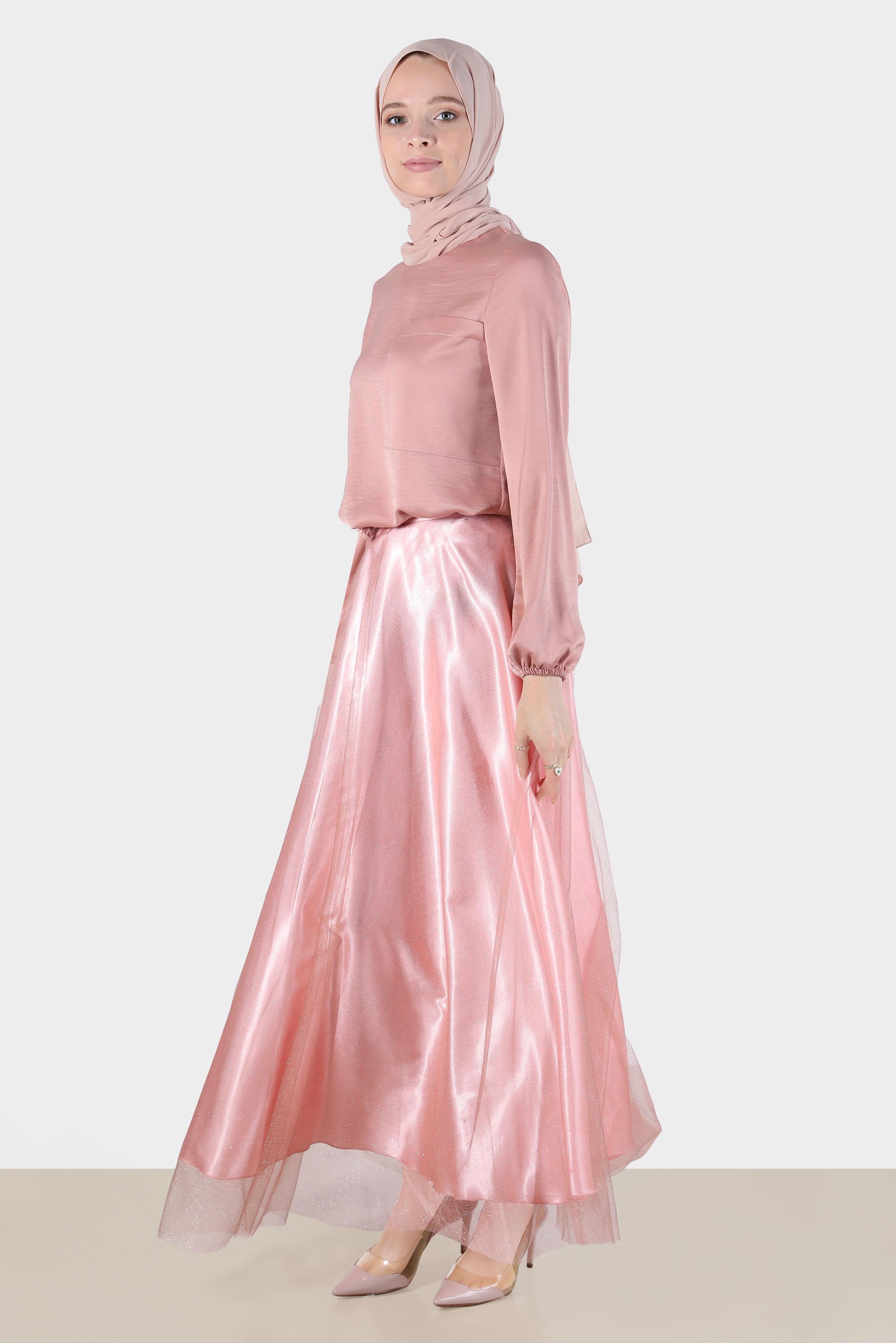 Hijab clothing POWDER SHINY TULLE SKIRT 60279 