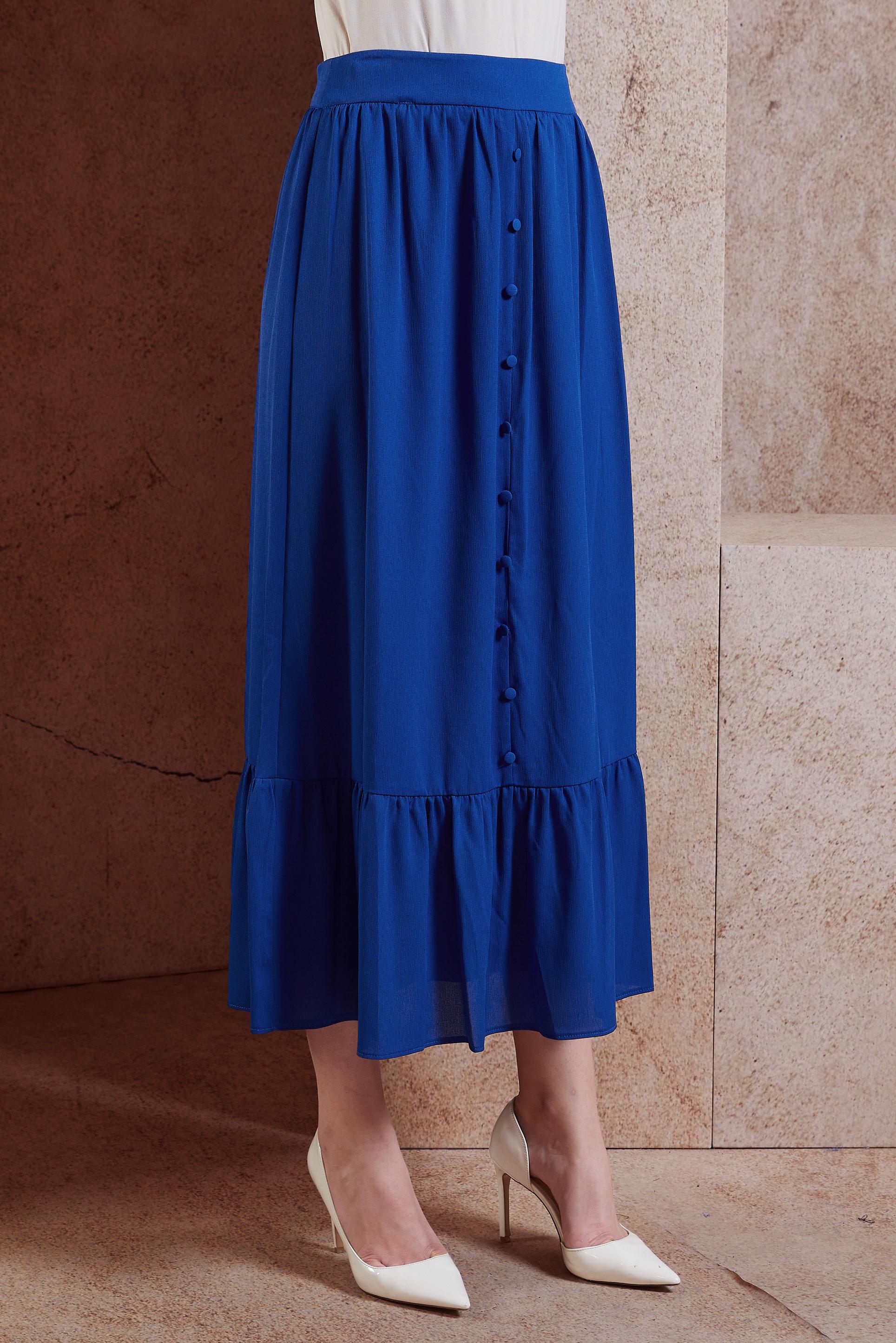 Tesettür giyim LACİVERT DÜĞME DETAYLI ETEK 60283