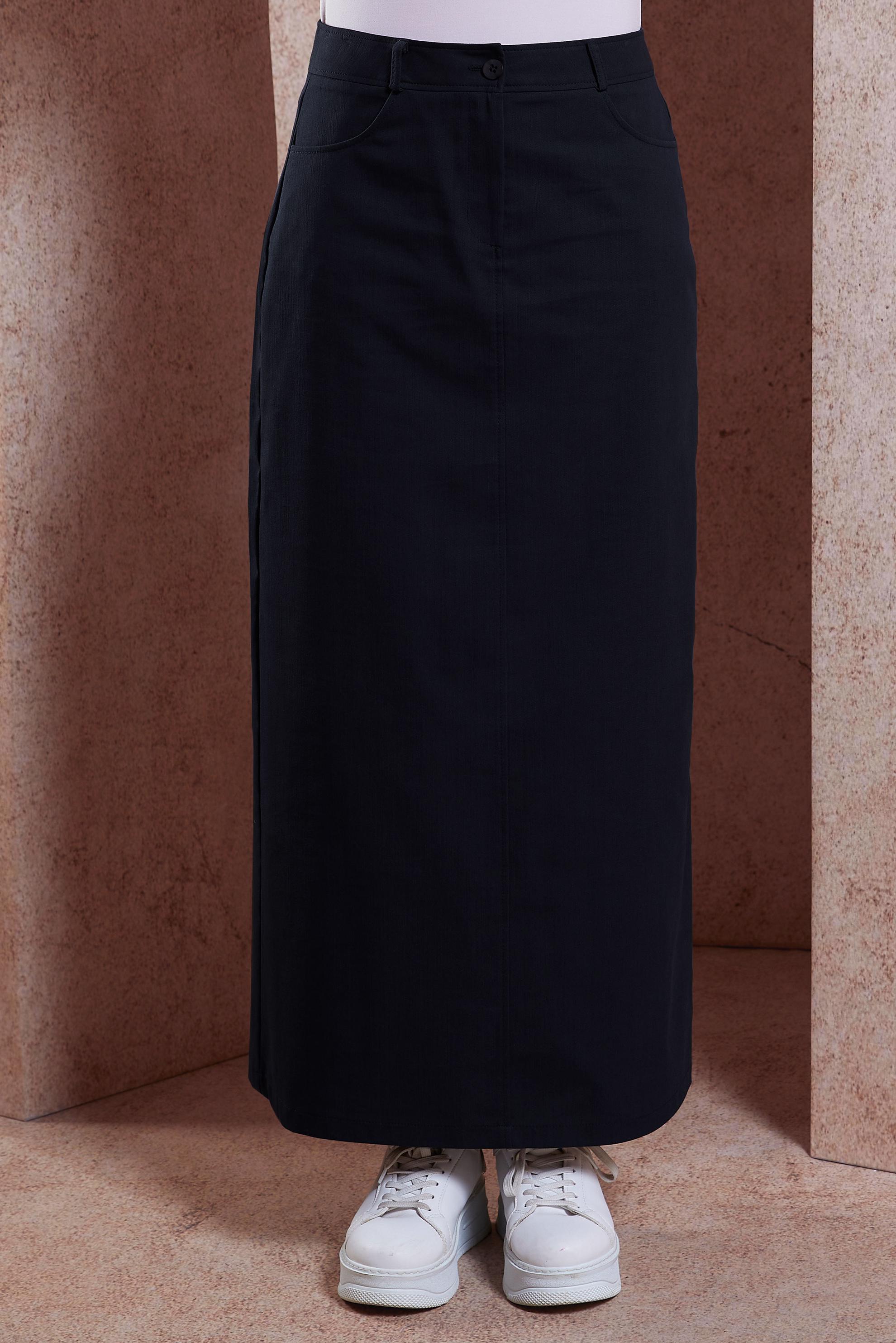 Tesettür giyim SİYAH DÜZ KESİM PAMUKLU ETEK 60285