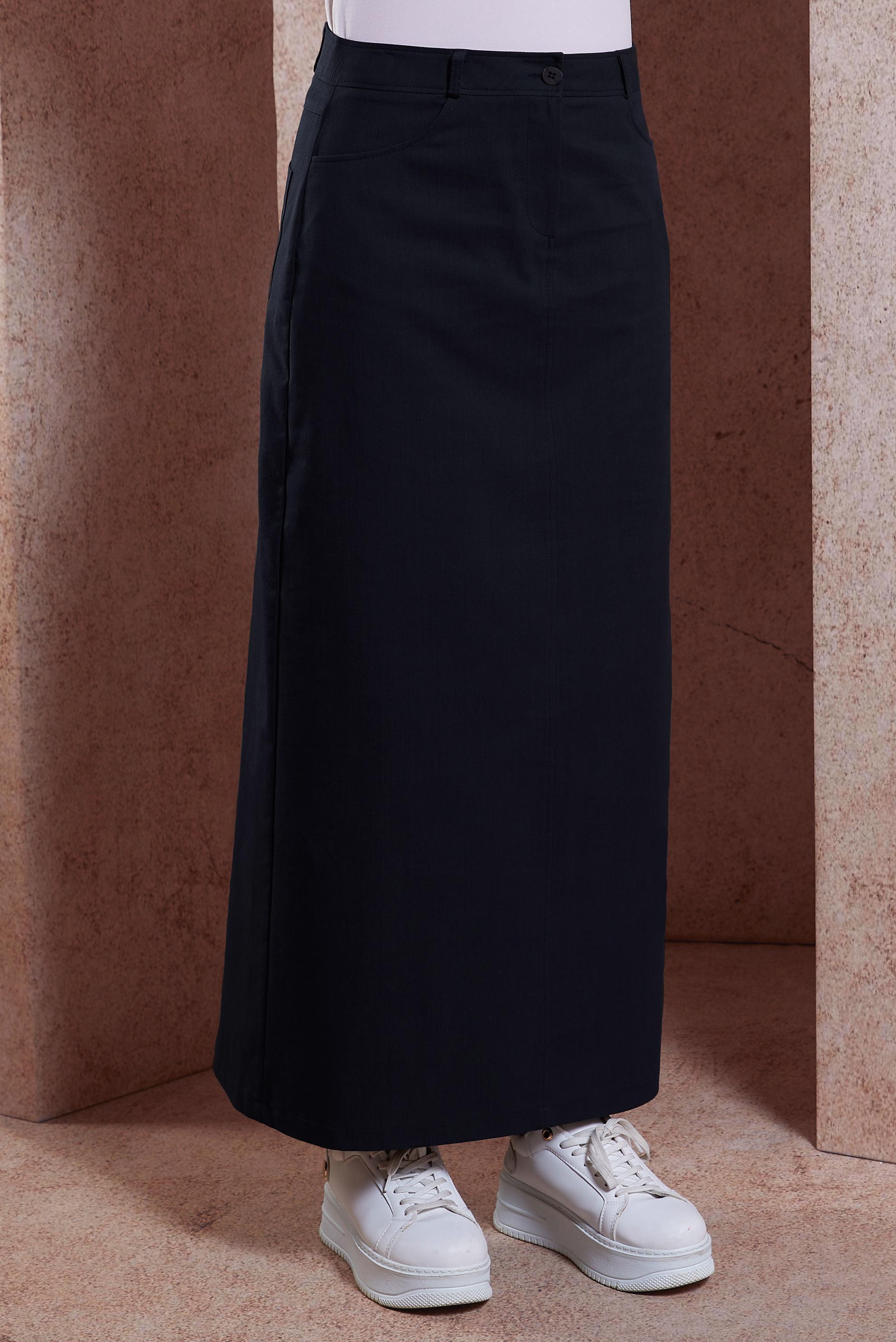 Tesettür giyim SİYAH DÜZ KESİM PAMUKLU ETEK 60285