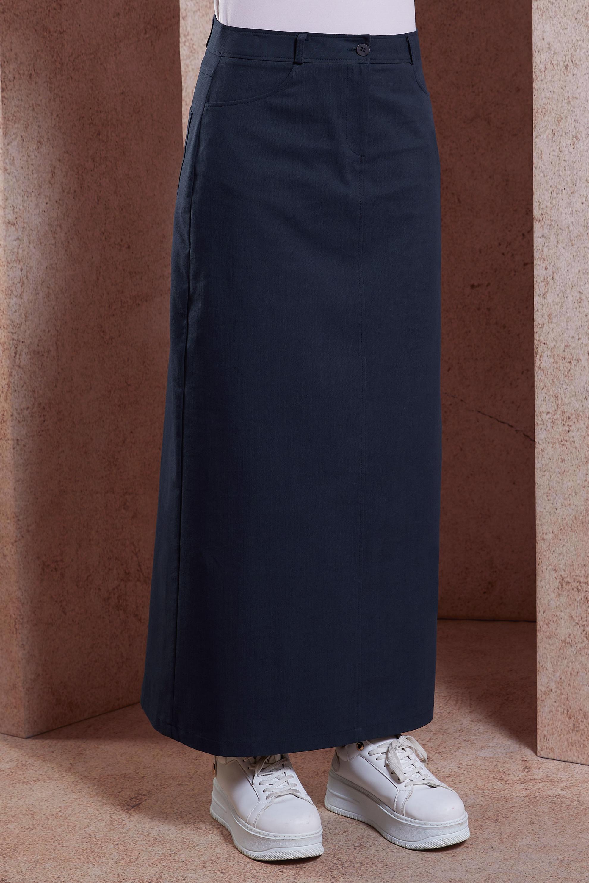 Tesettür giyim LACİVERT DÜZ KESİM PAMUKLU ETEK 60285