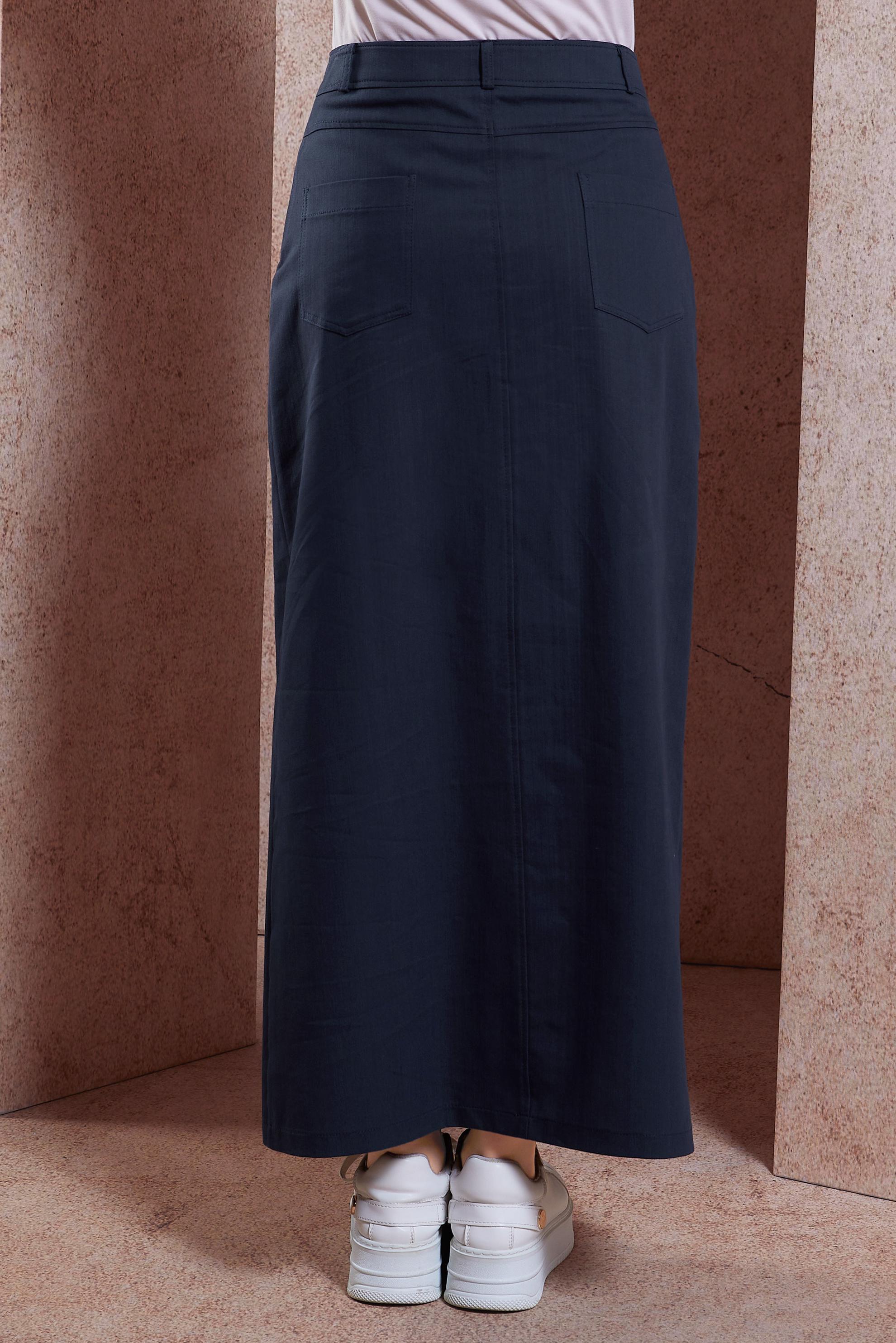 Tesettür giyim LACİVERT DÜZ KESİM PAMUKLU ETEK 60285