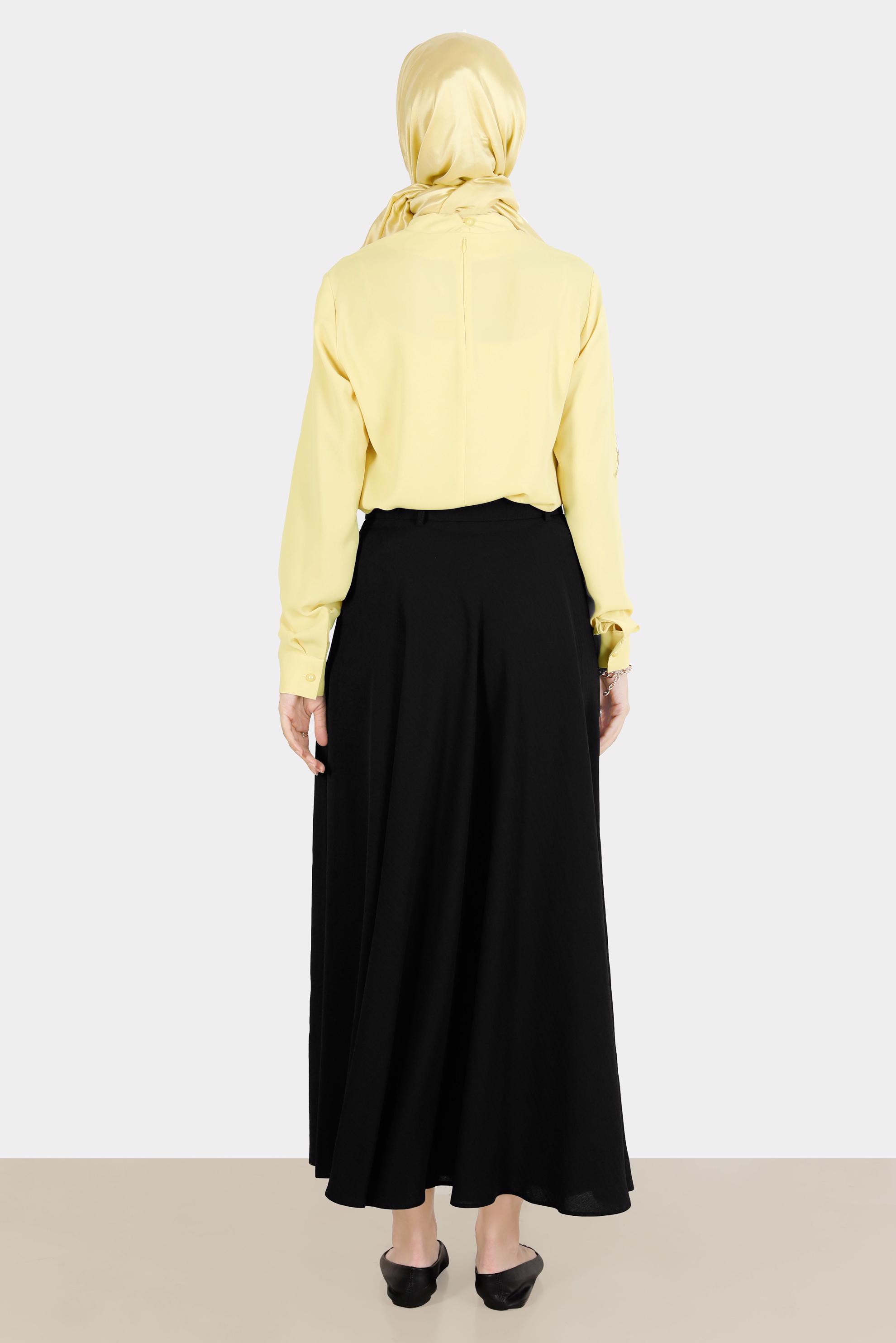 Tesettür giyim SİYAH KEMERLİ ETEK 60289 