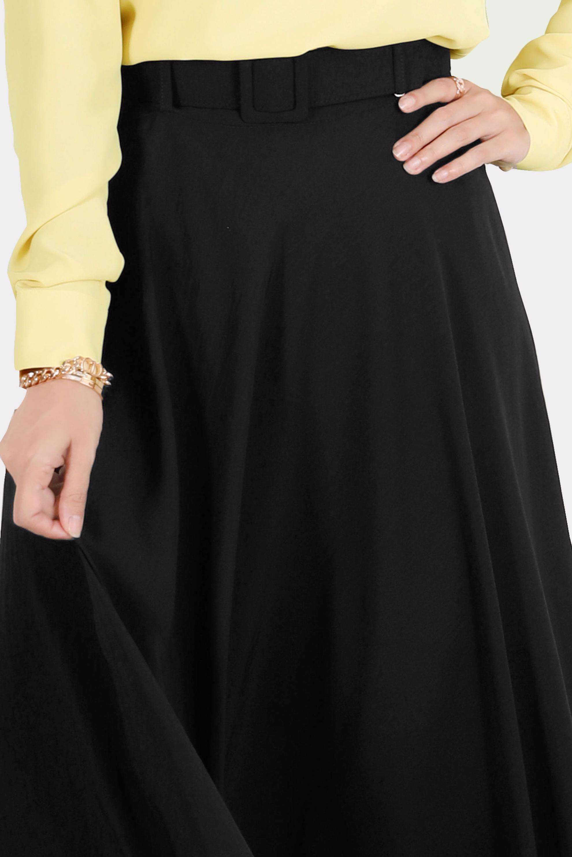 Tesettür giyim SİYAH KEMERLİ ETEK 60289 