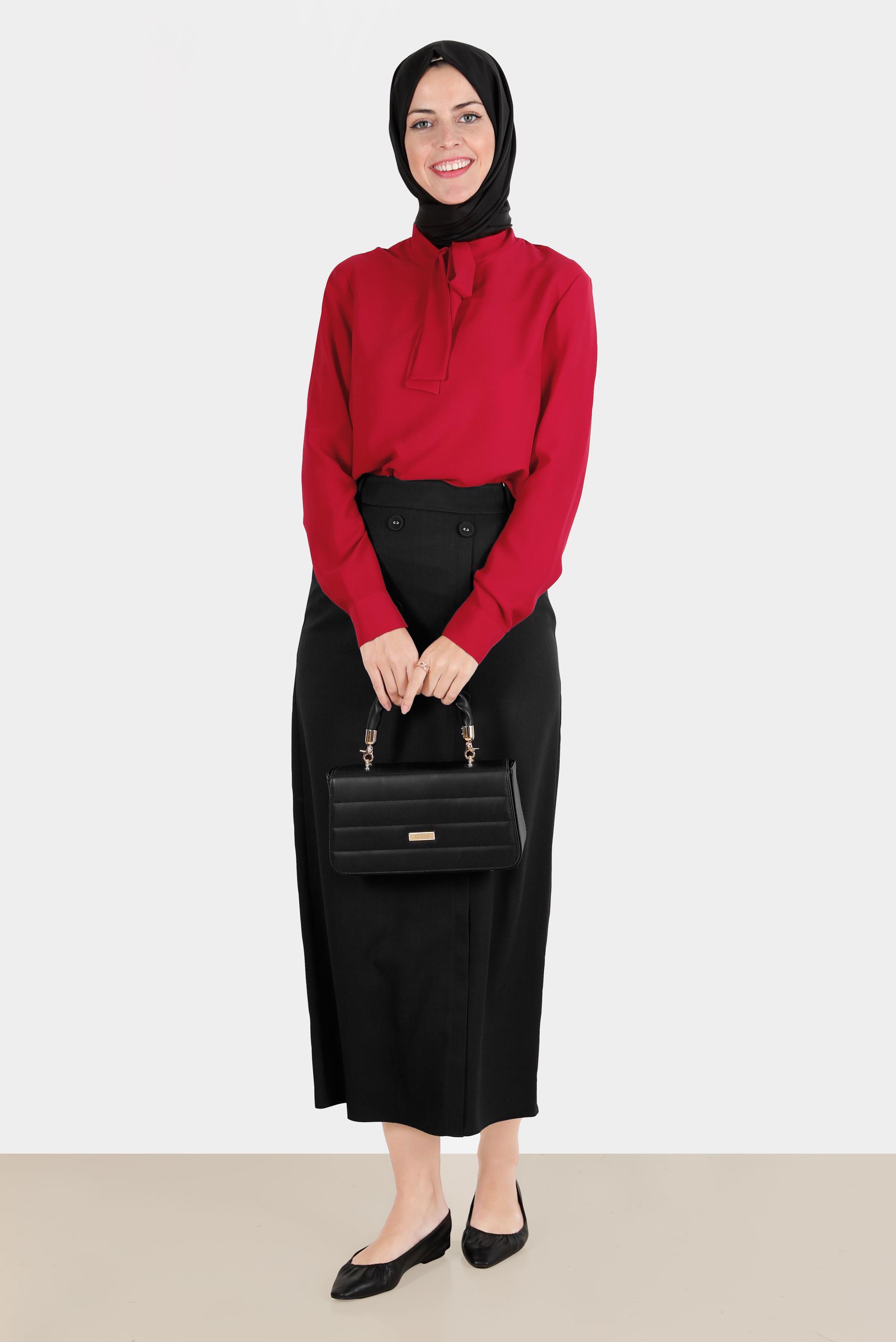 Hijab clothing BLACK BUTTON DETAIL SKIRT 60290 