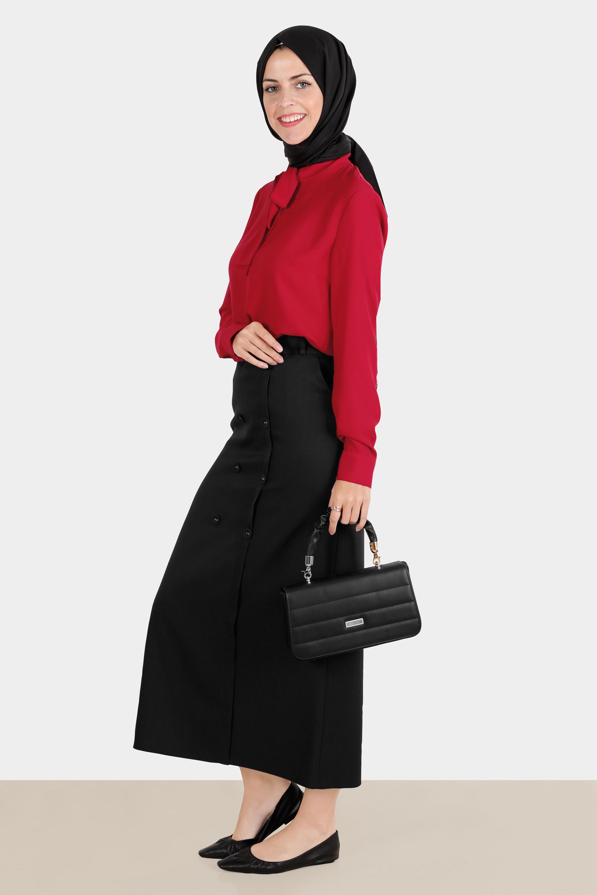 Hijab clothing BLACK BUTTON DETAIL SKIRT 60290 